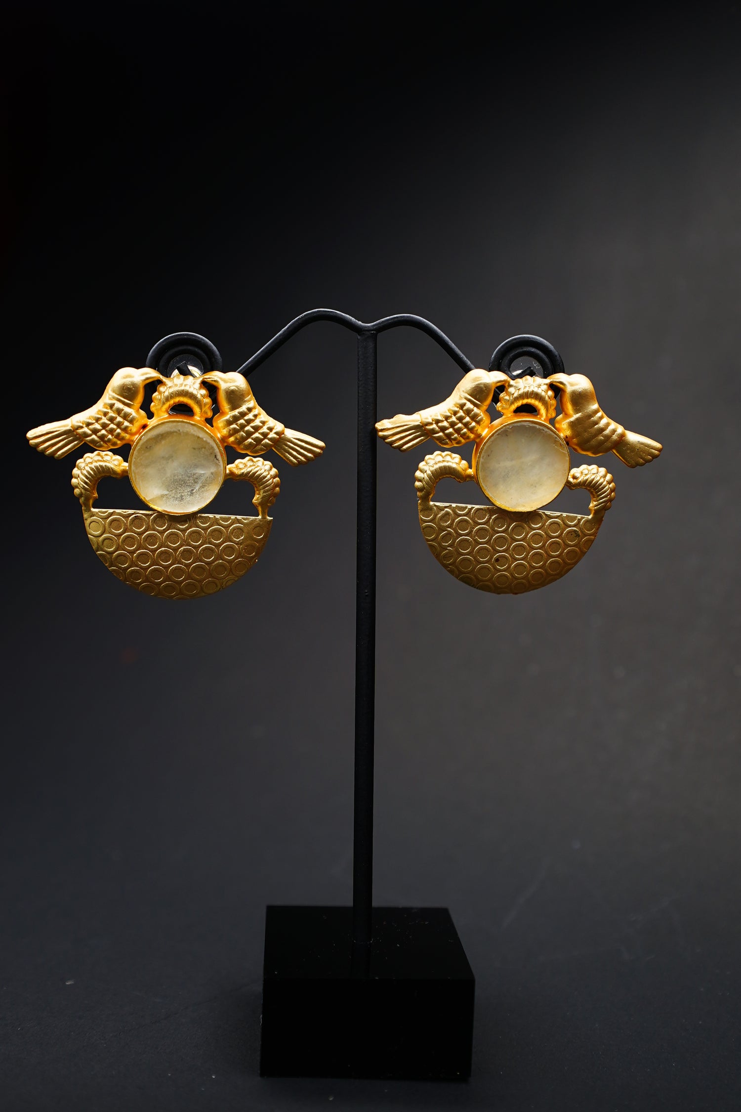 Swarna Pakshi Moonstone Statement Earrings