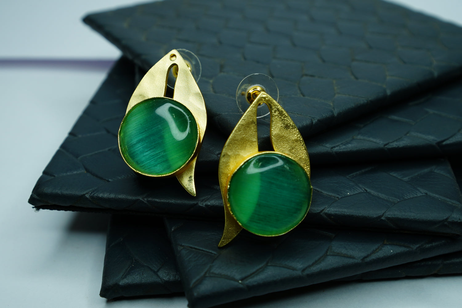 Verdant Aura Stone Statement Earrings