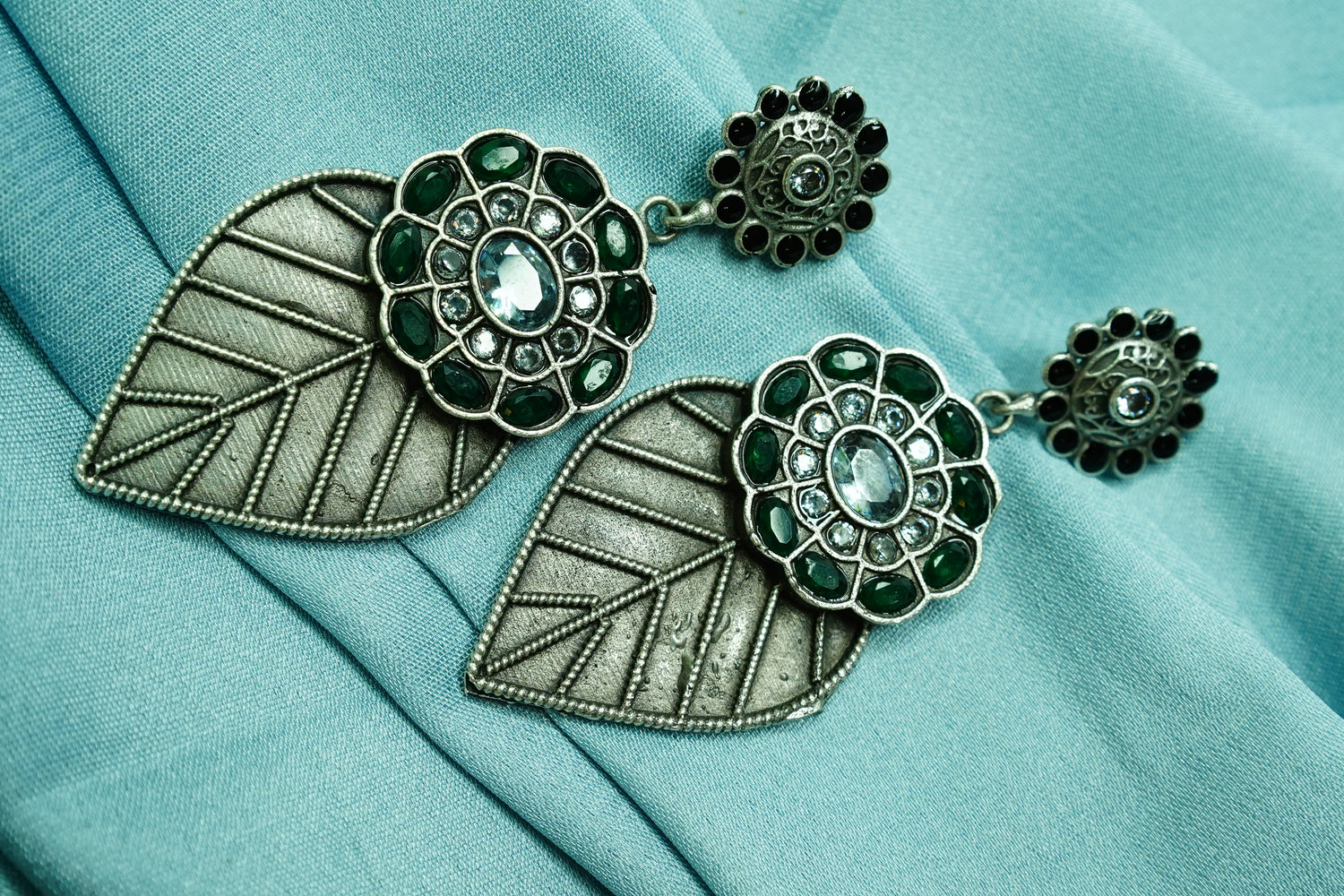 Emerald Leaf Heritage Drop Earrings