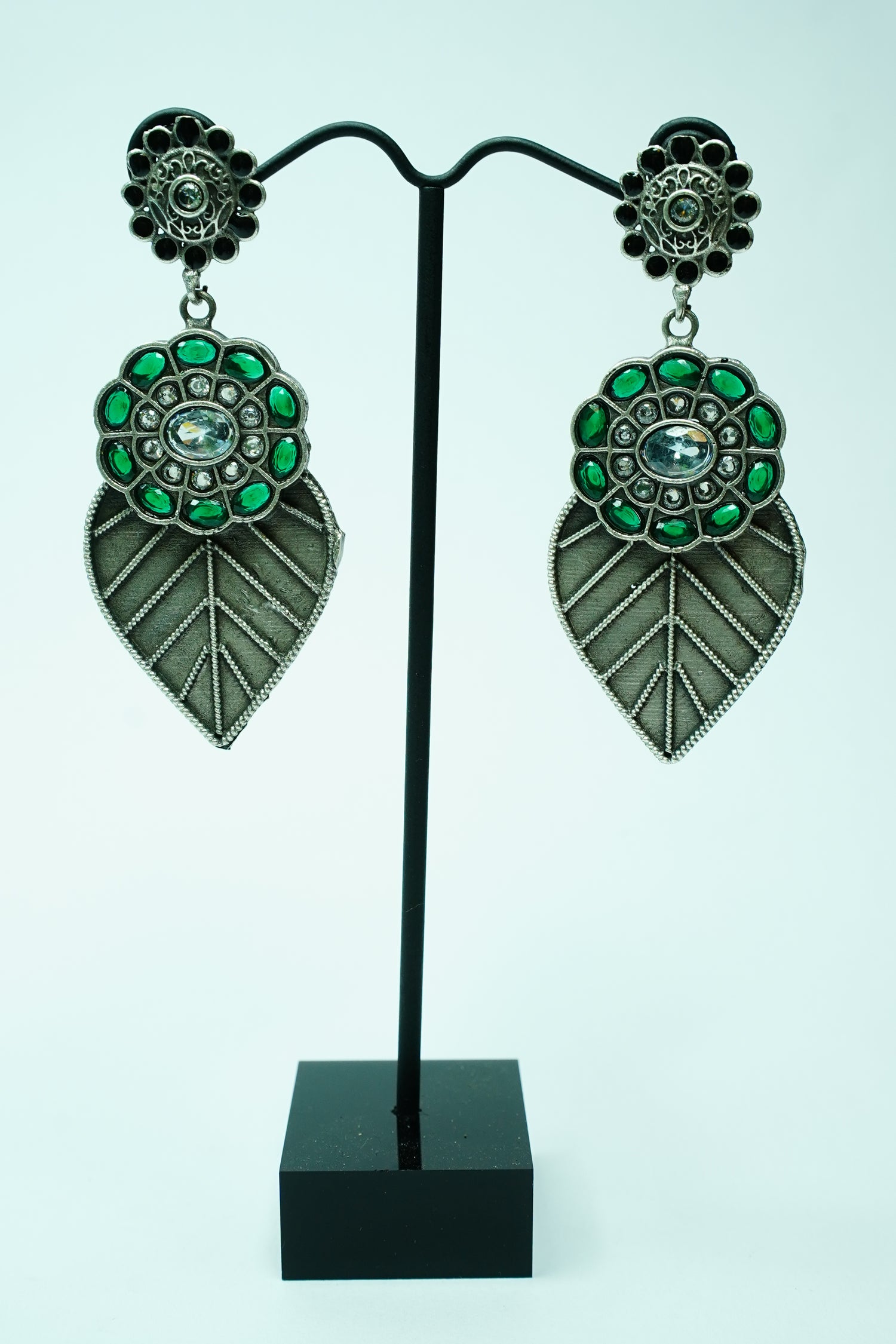 Emerald Leaf Heritage Drop Earrings