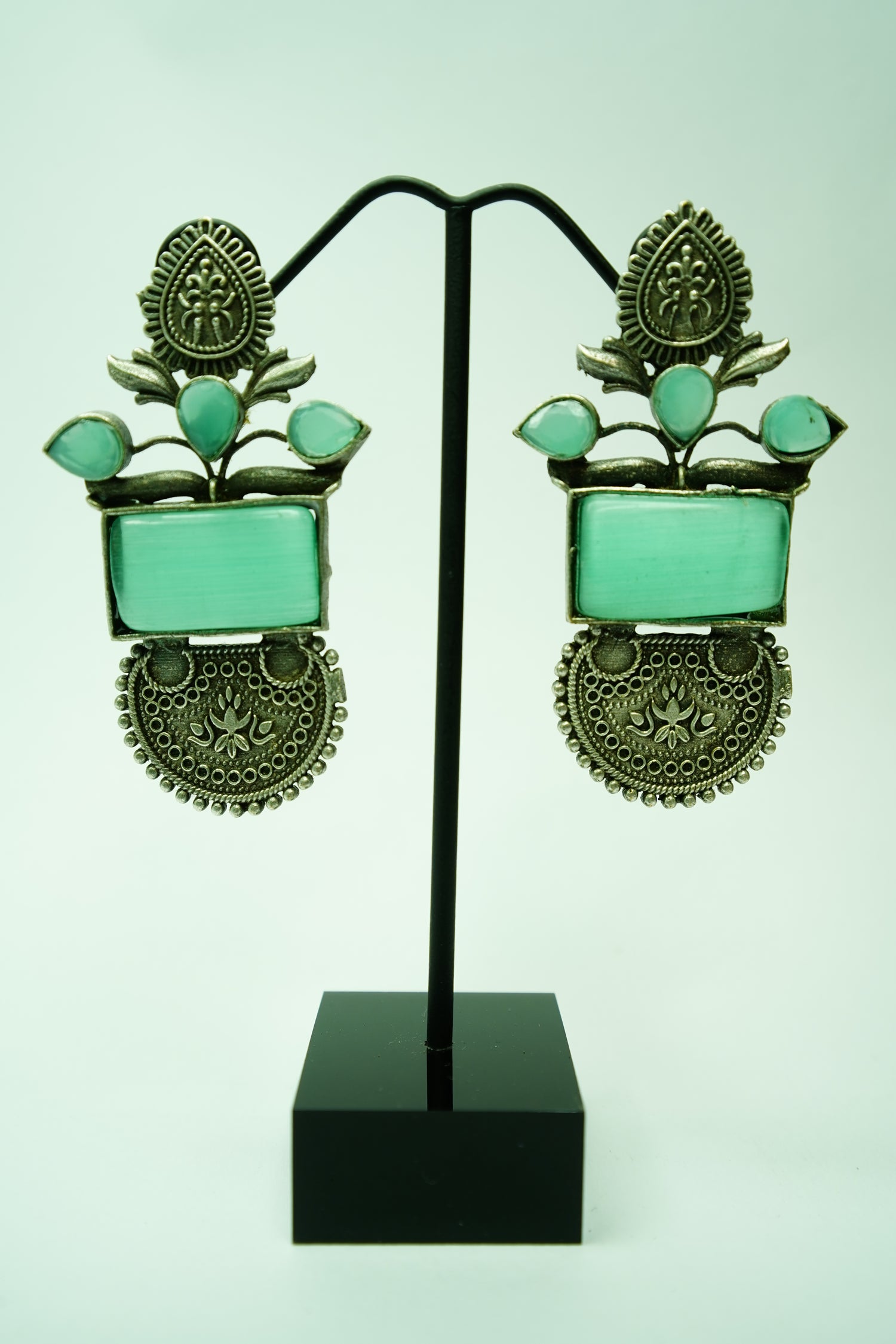 Emerald Vana Green Stone Antique Statement Earrings