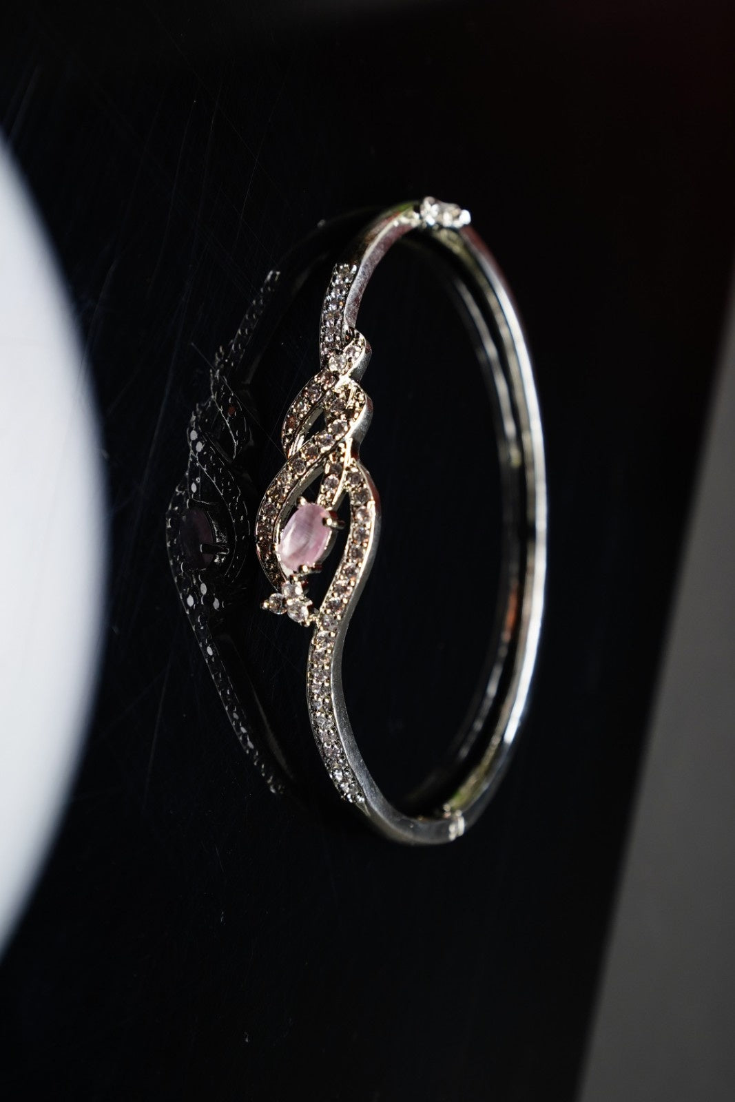 American Diamond Rhodium- Plated Bangle-Style Bracelet