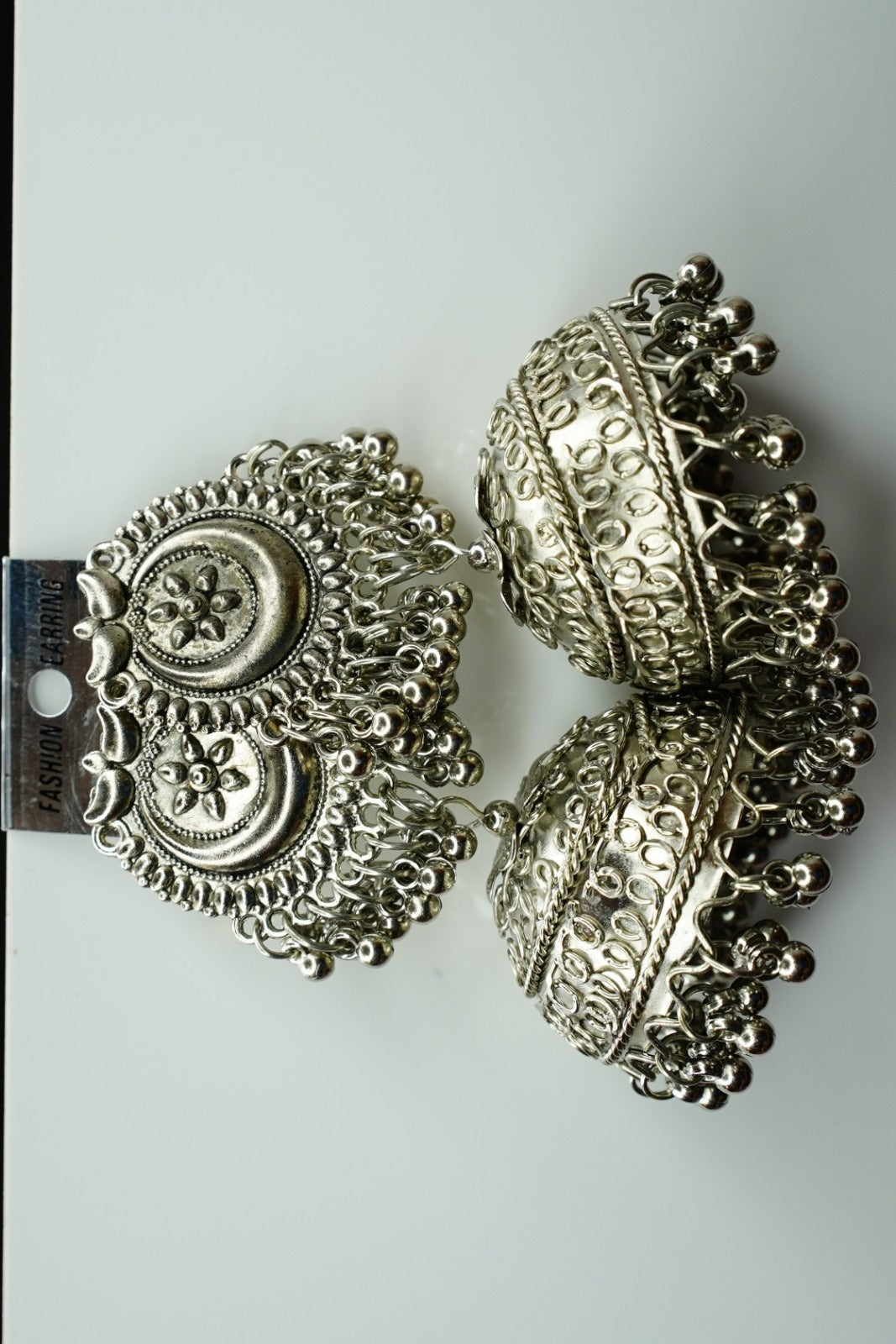 Silver-Plated Oxidised Dome Shaped Jhumkas