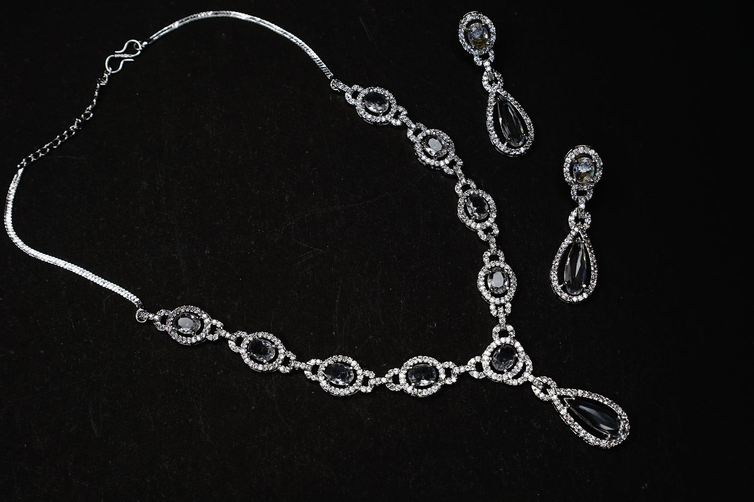 Silver Cubic Zirconia Necklace And Earring Set