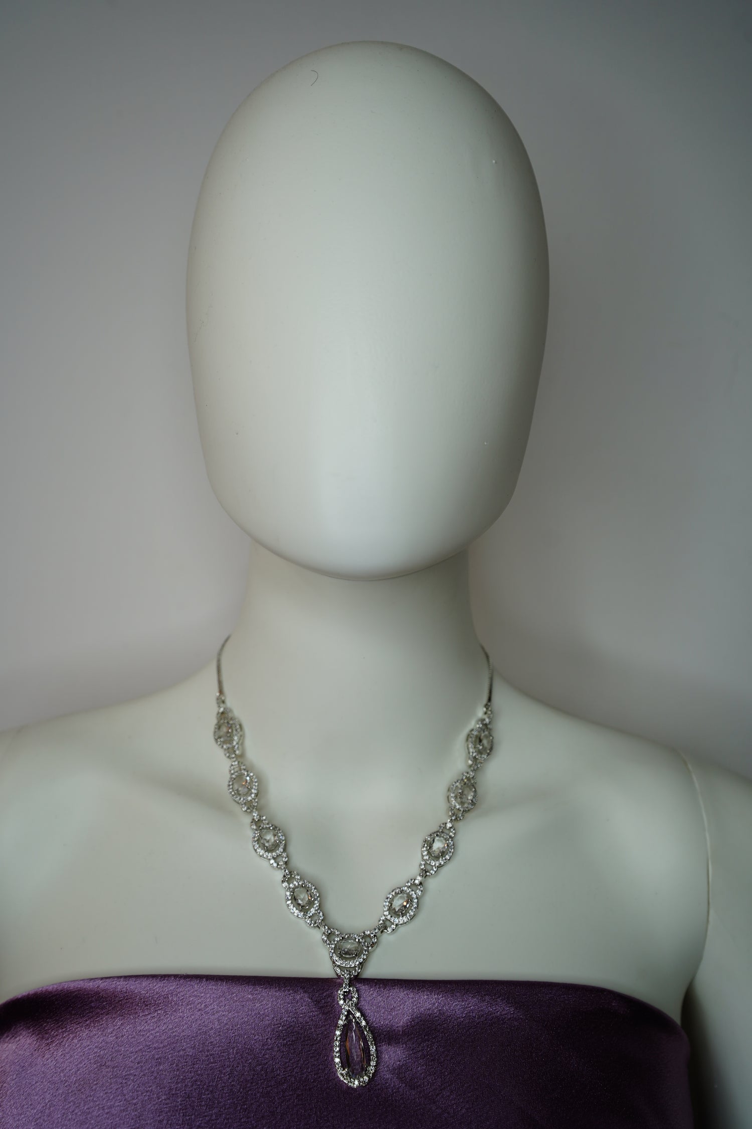 Silver Cubic Zirconia Necklace And Earring Set