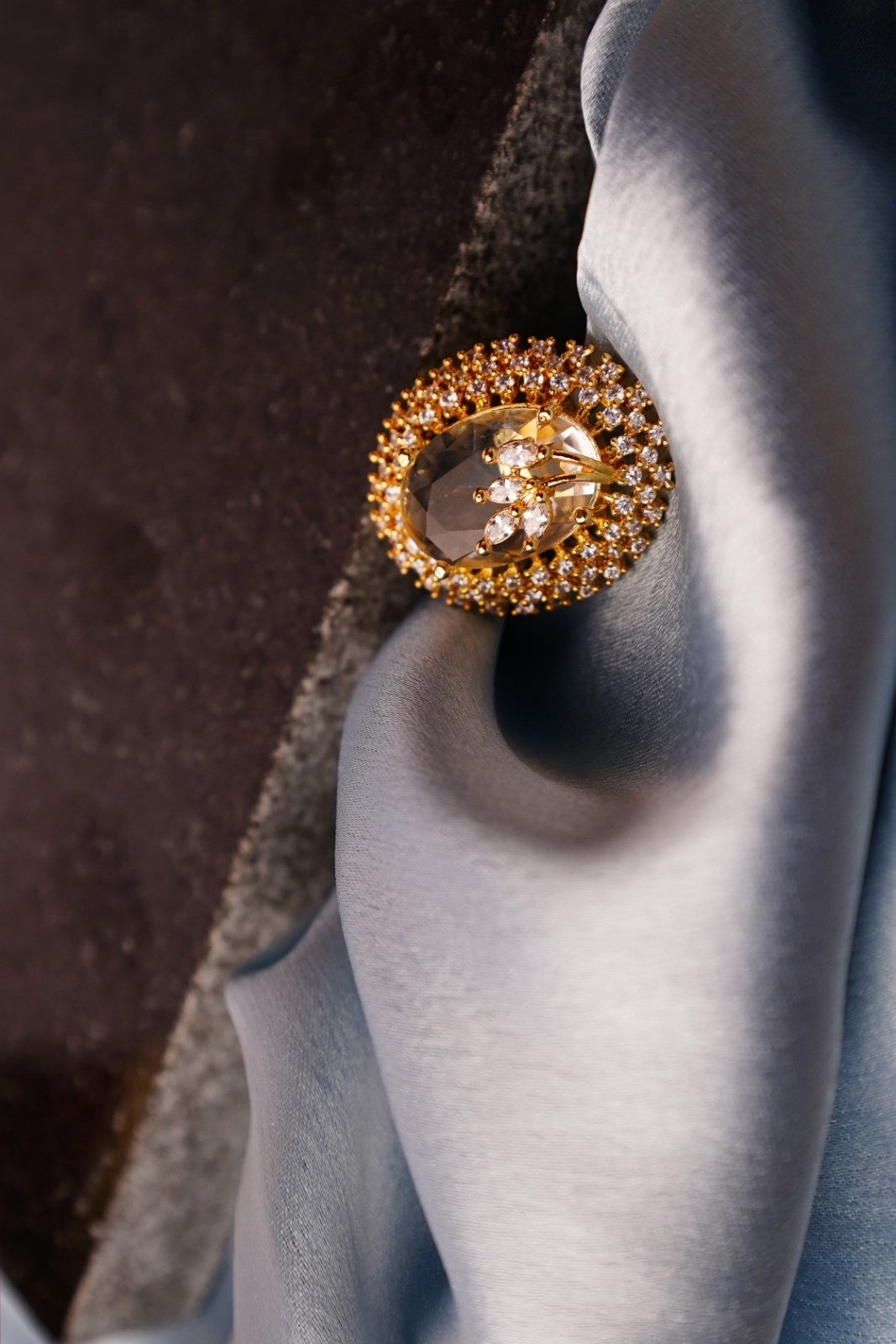 Rose Gold Plated Stones Studded Adjustable Finger Rings