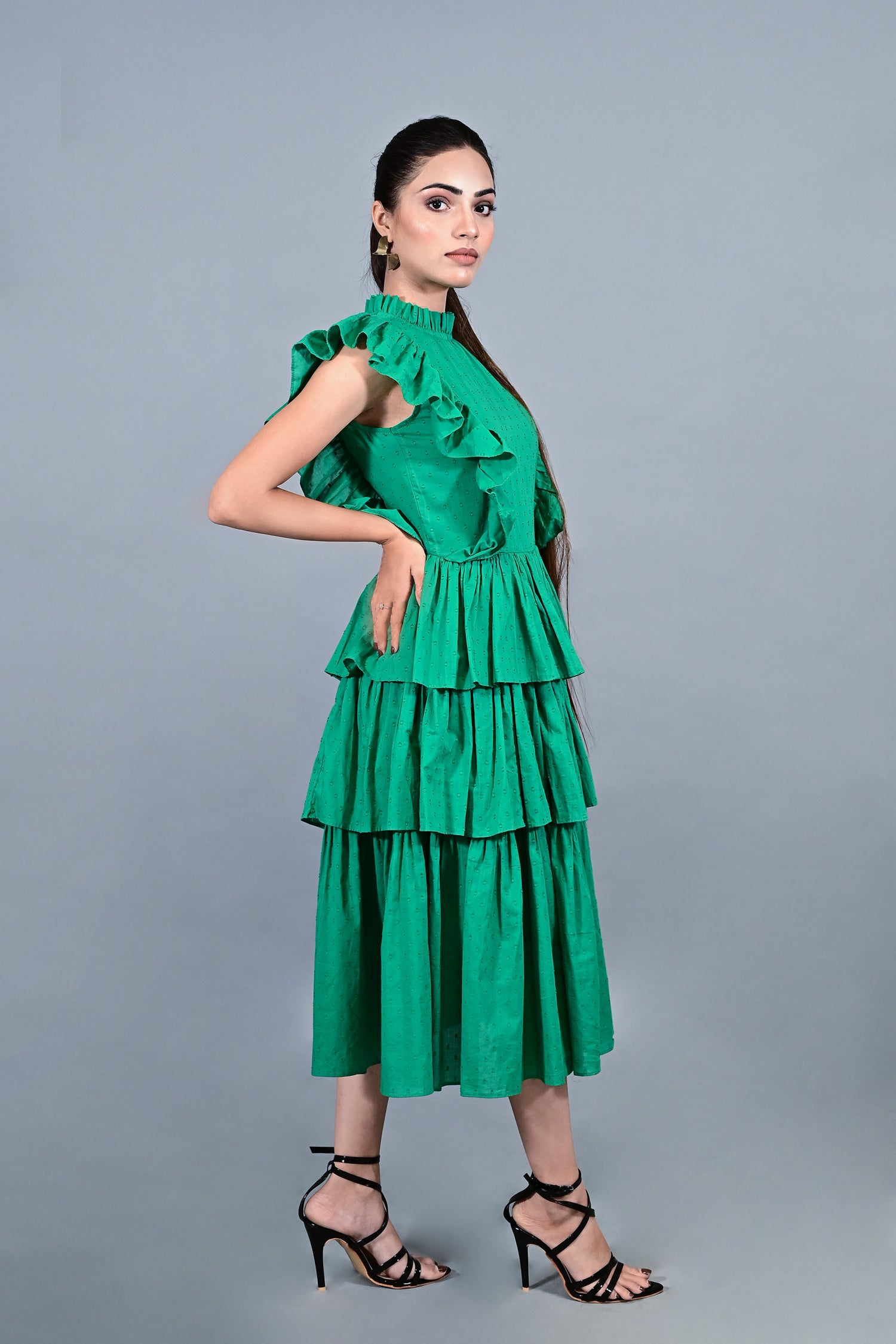 Emerald Ruffle Bloom Dress