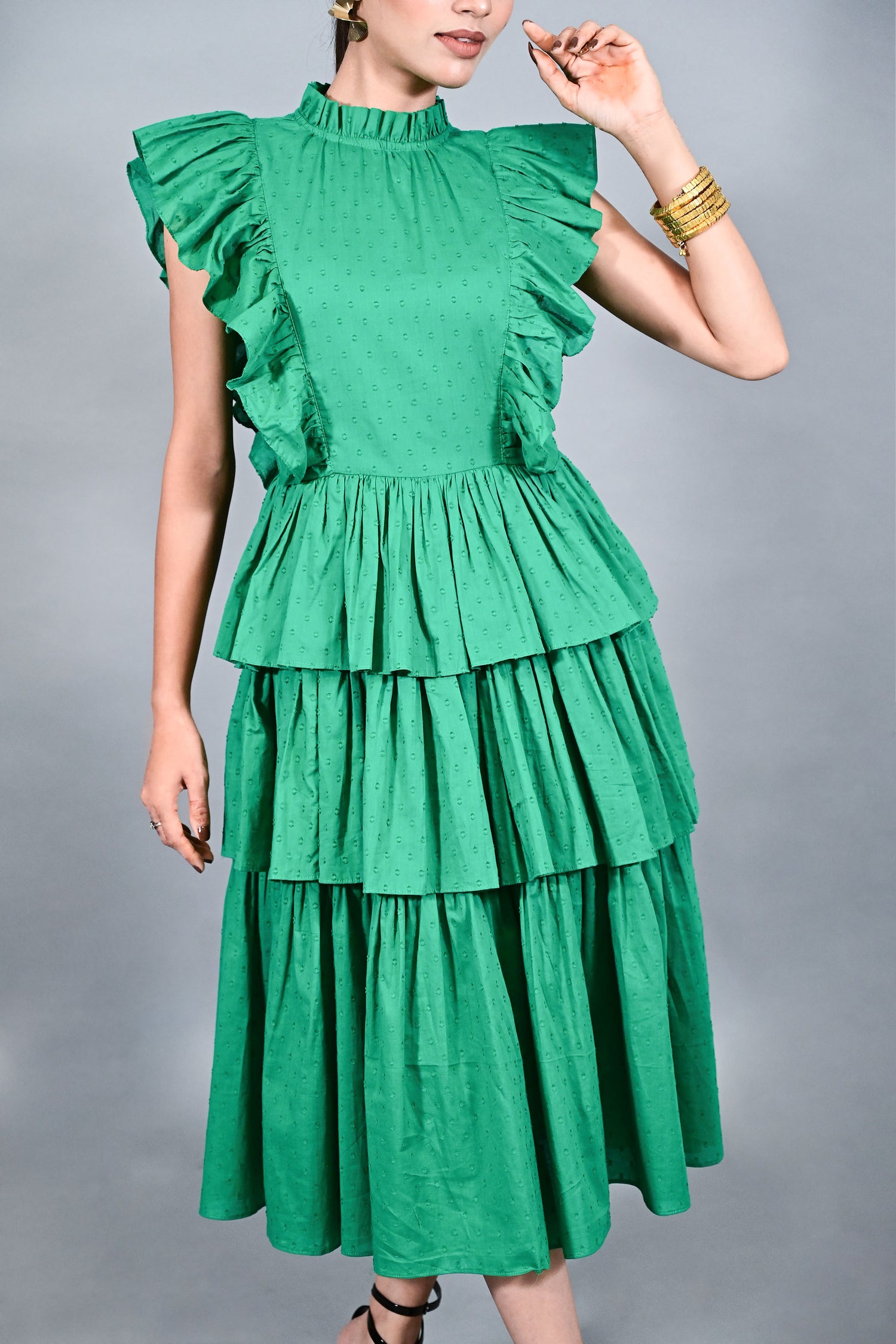 Emerald Ruffle Bloom Dress