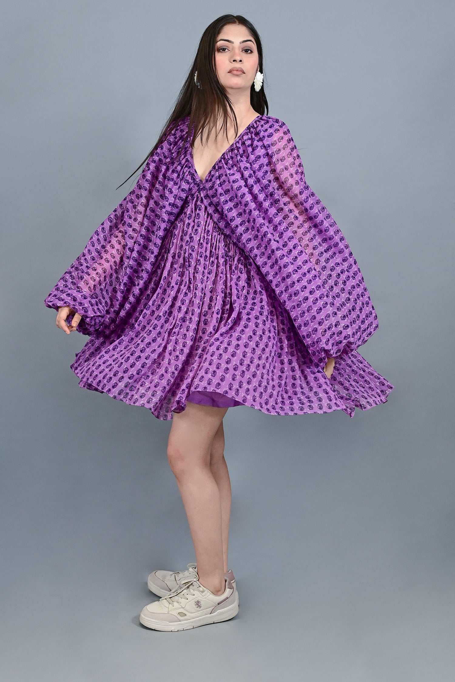 Violet Printed Kaftan midi Dress
