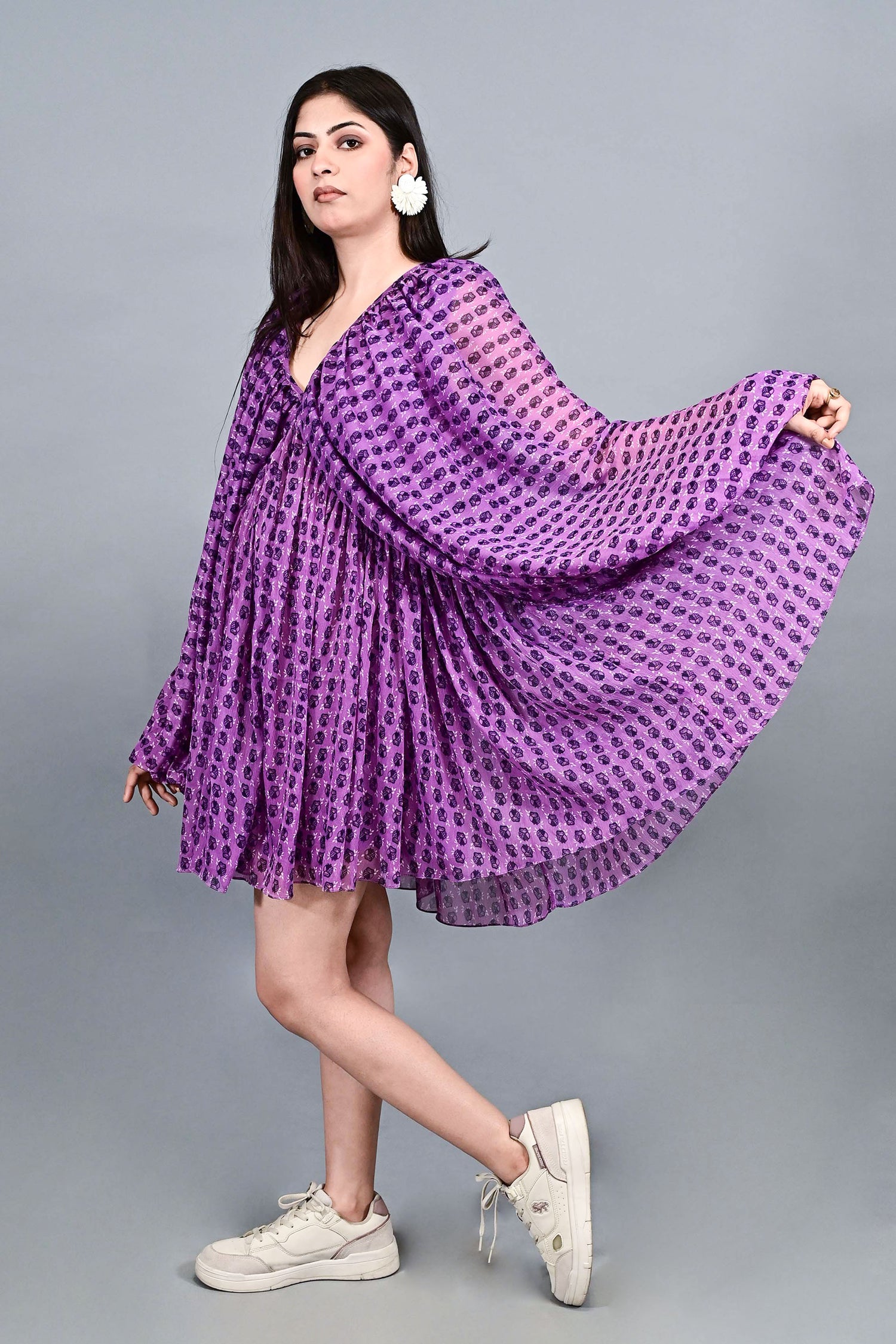 Violet Printed Kaftan midi Dress