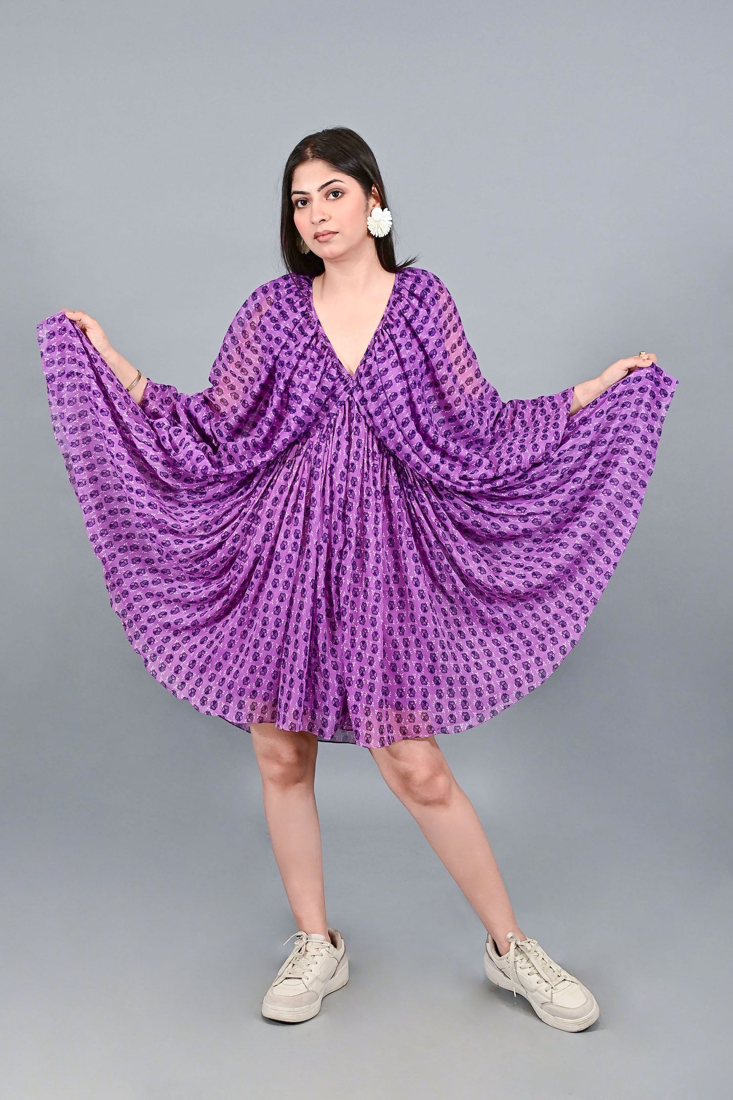 Violet Printed Kaftan midi Dress