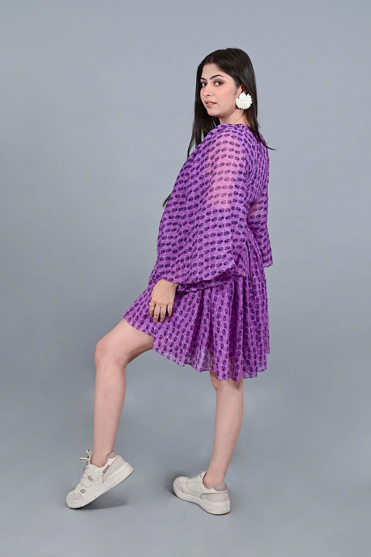 Violet Printed Kaftan midi Dress