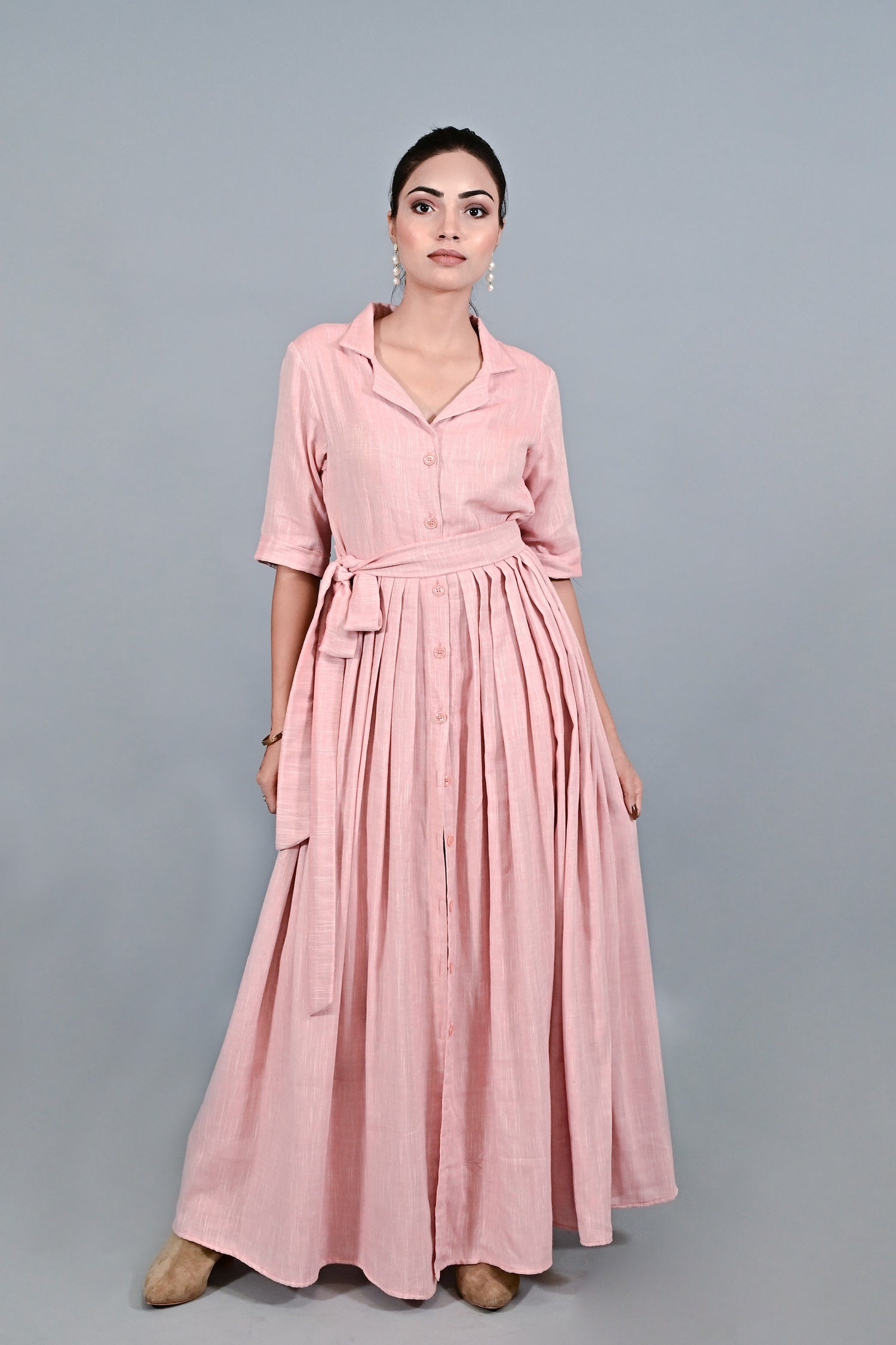 Rosewood Slit Shirt Dress