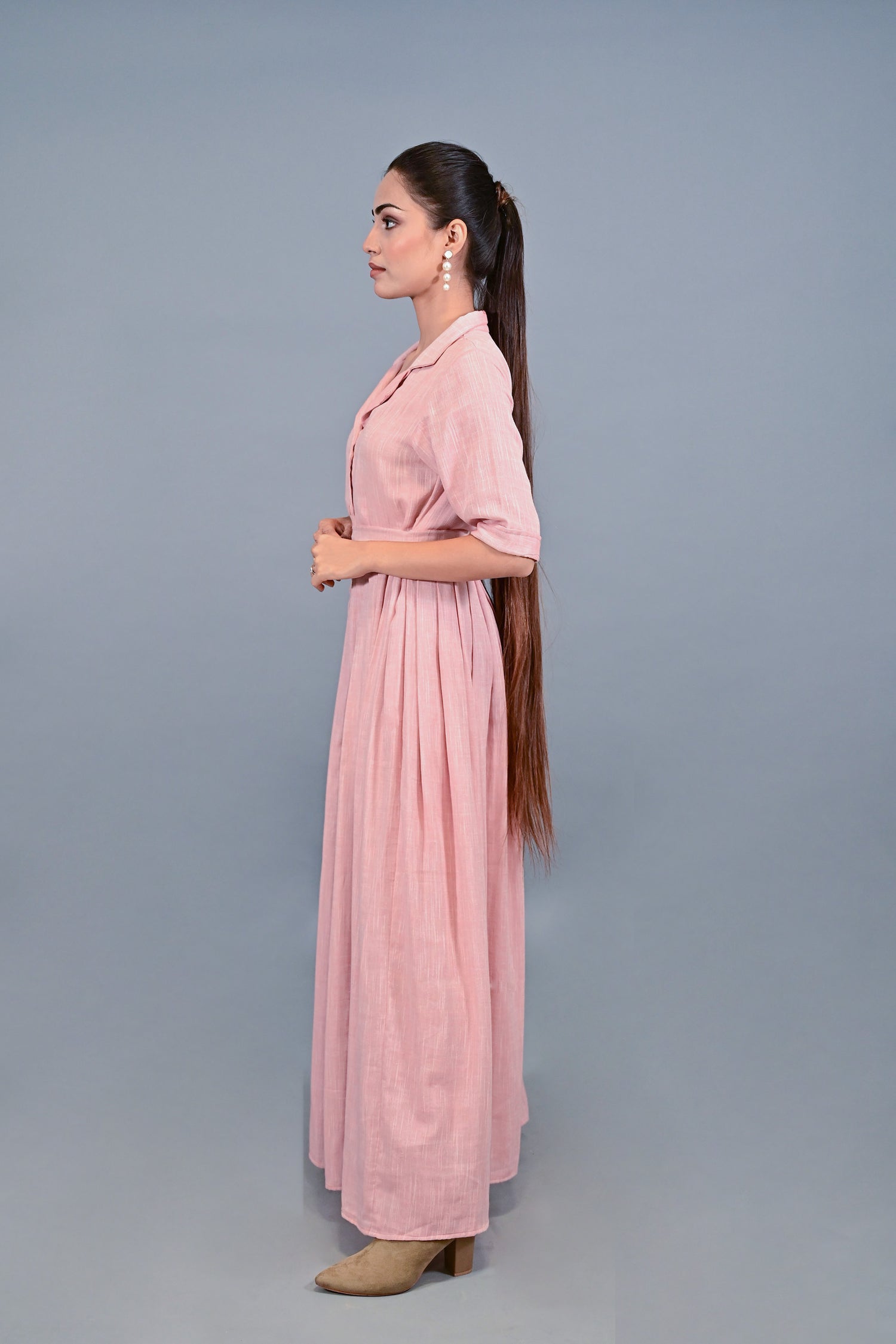 Rosewood Slit Shirt Dress