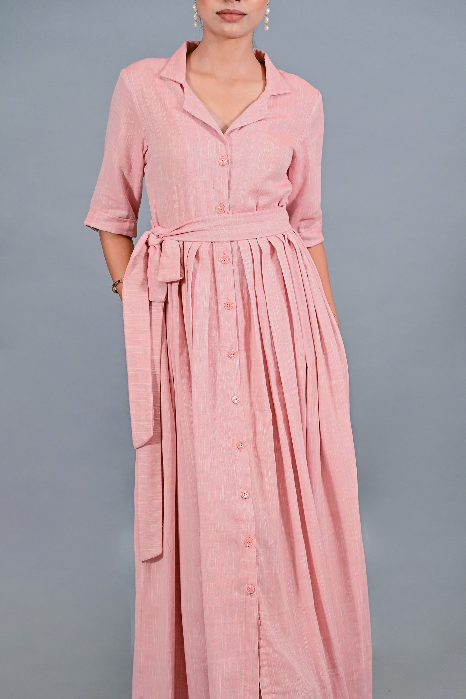 Rosewood Slit Shirt Dress