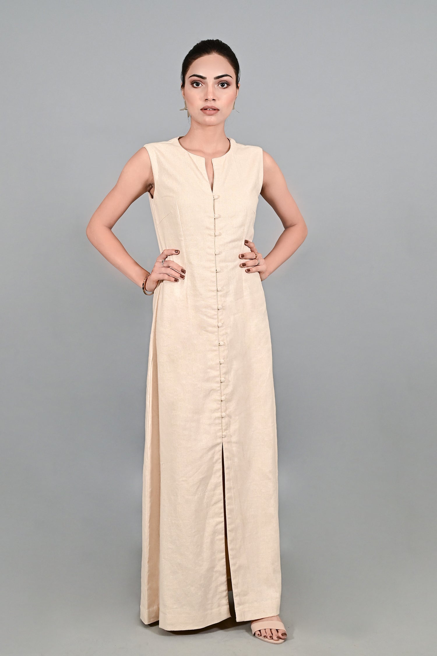 Sandstone Grace Button-Down Maxi dress