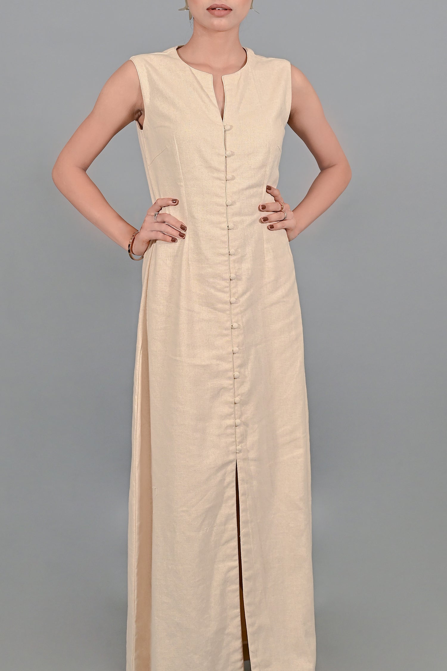 Sandstone Grace Button-Down Maxi dress