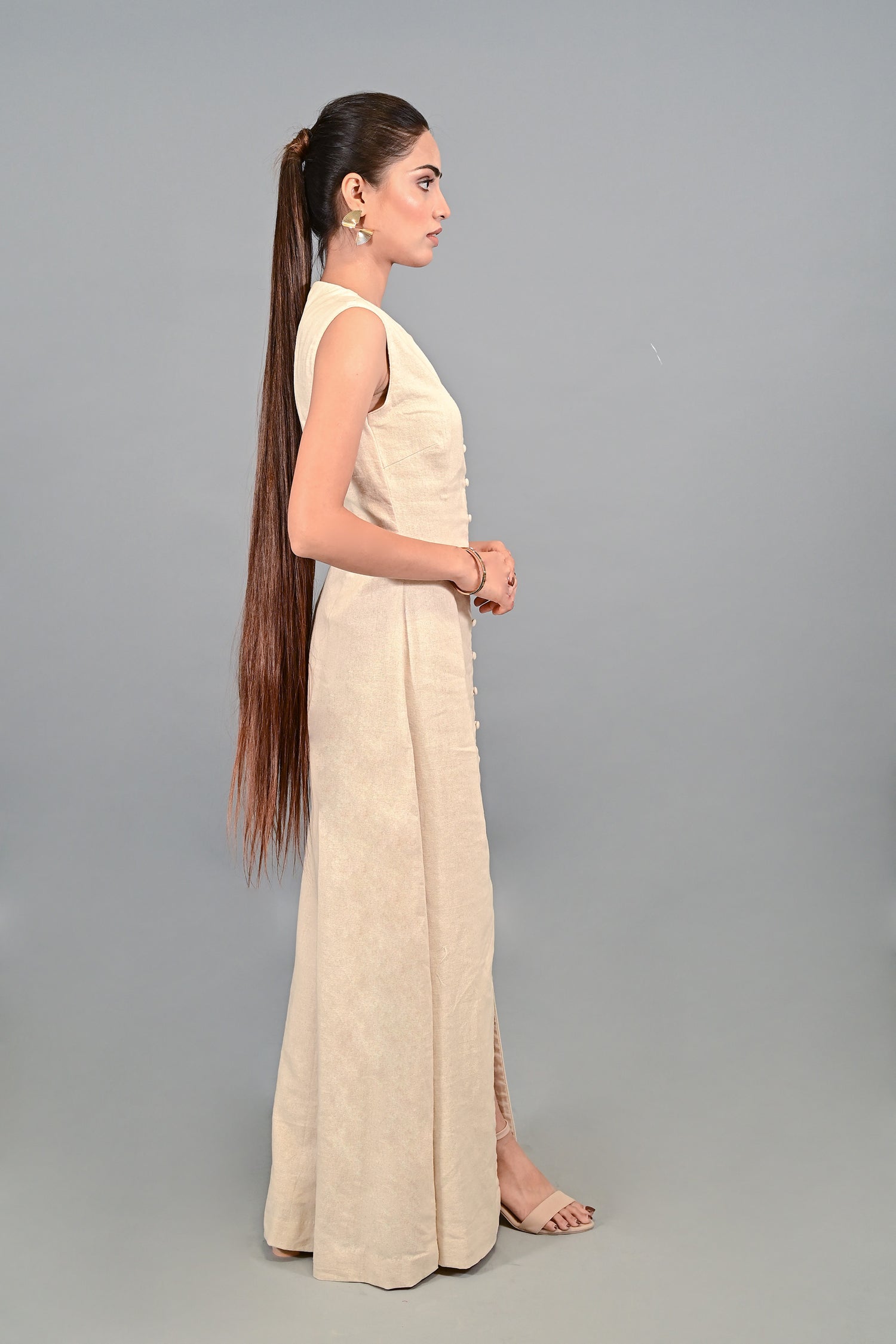 Sandstone Grace Button-Down Maxi dress