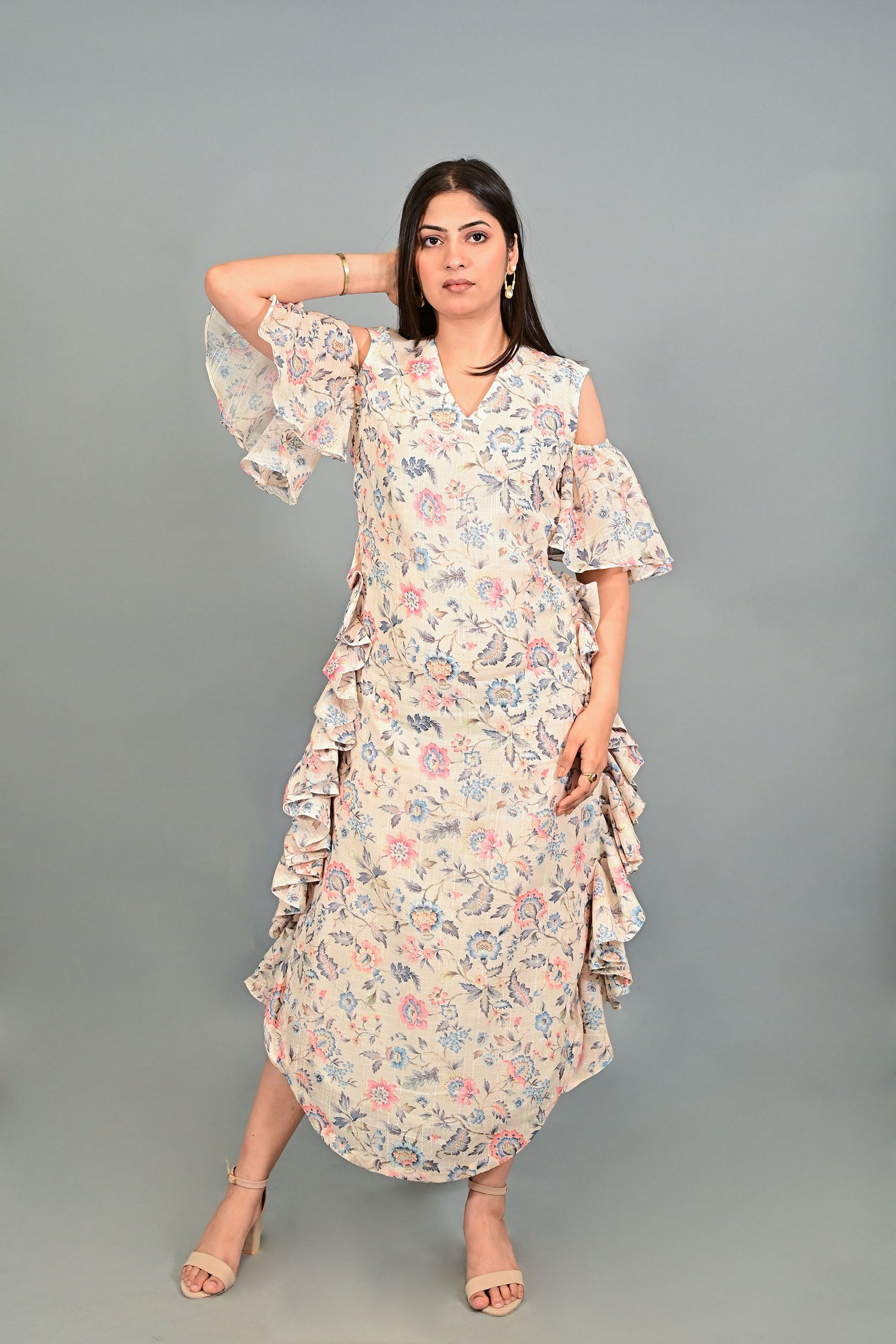 Floral Whisper Ruffle Dress