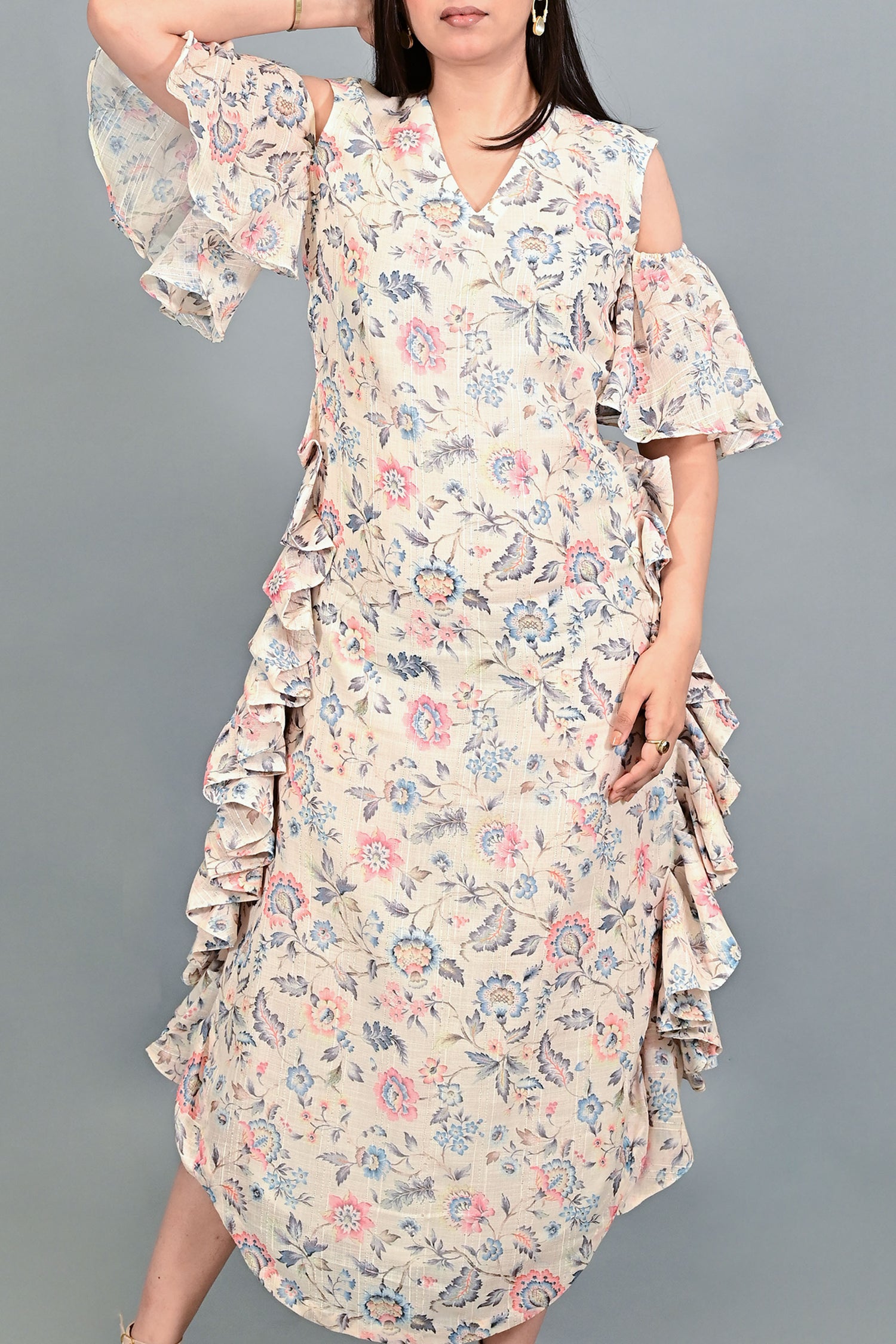 Floral Whisper Ruffle Dress