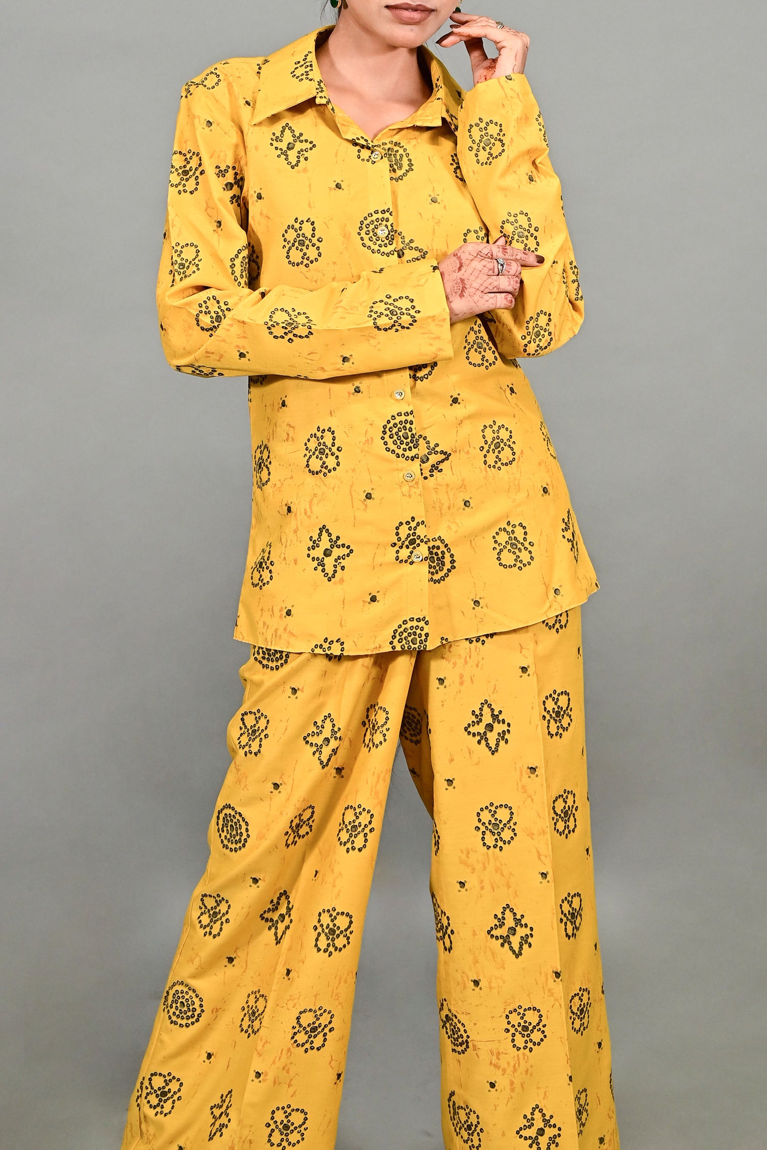 Yellow Crepe Printed Co-Ord Set