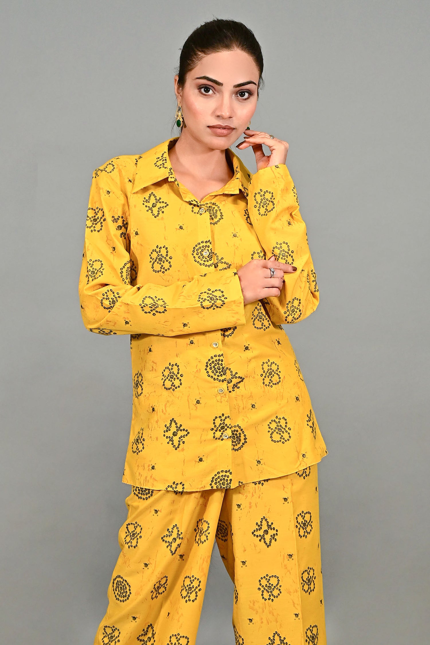 Yellow Crepe Printed Co-Ord Set