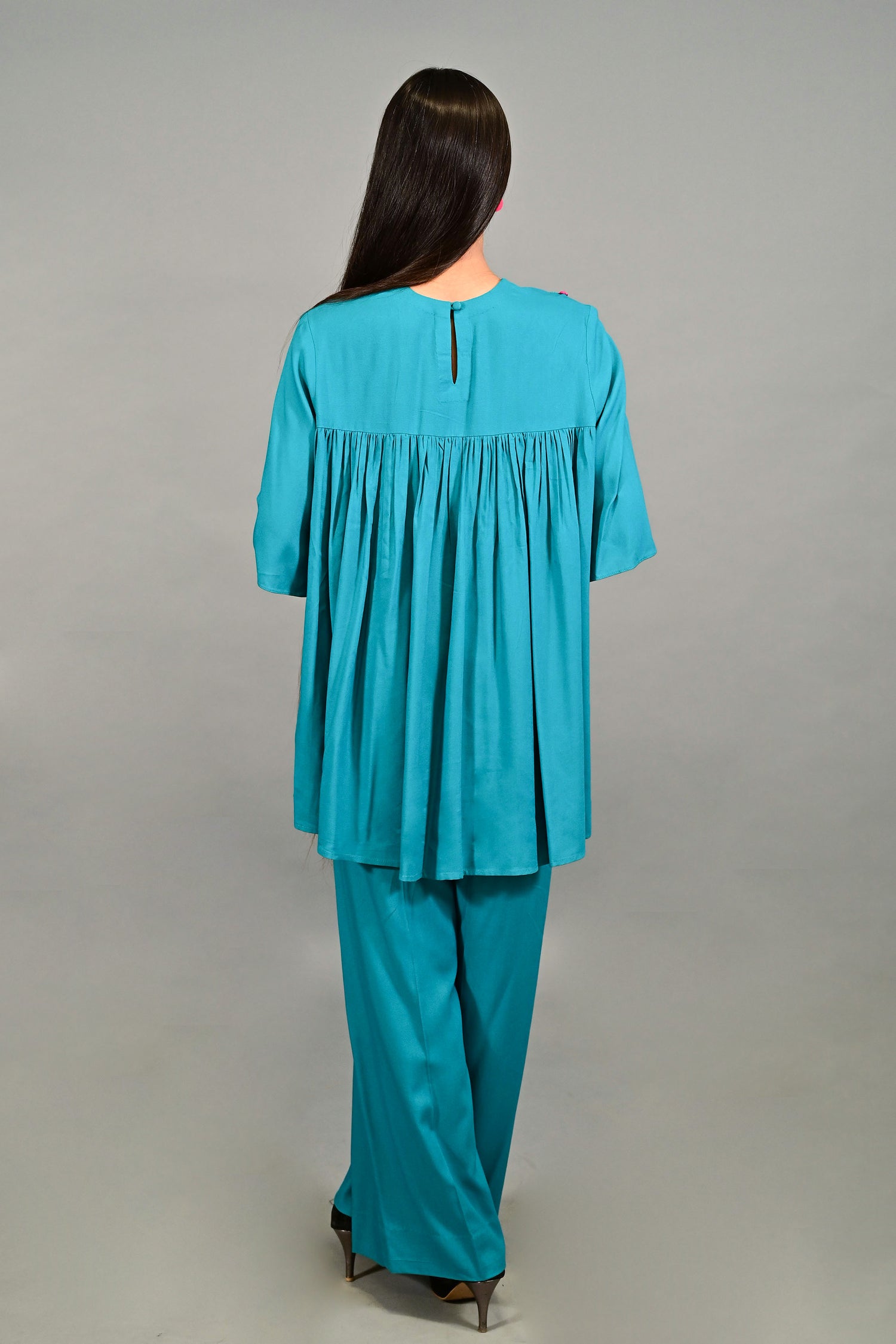 Teal Bloom Embroidered Co-ord