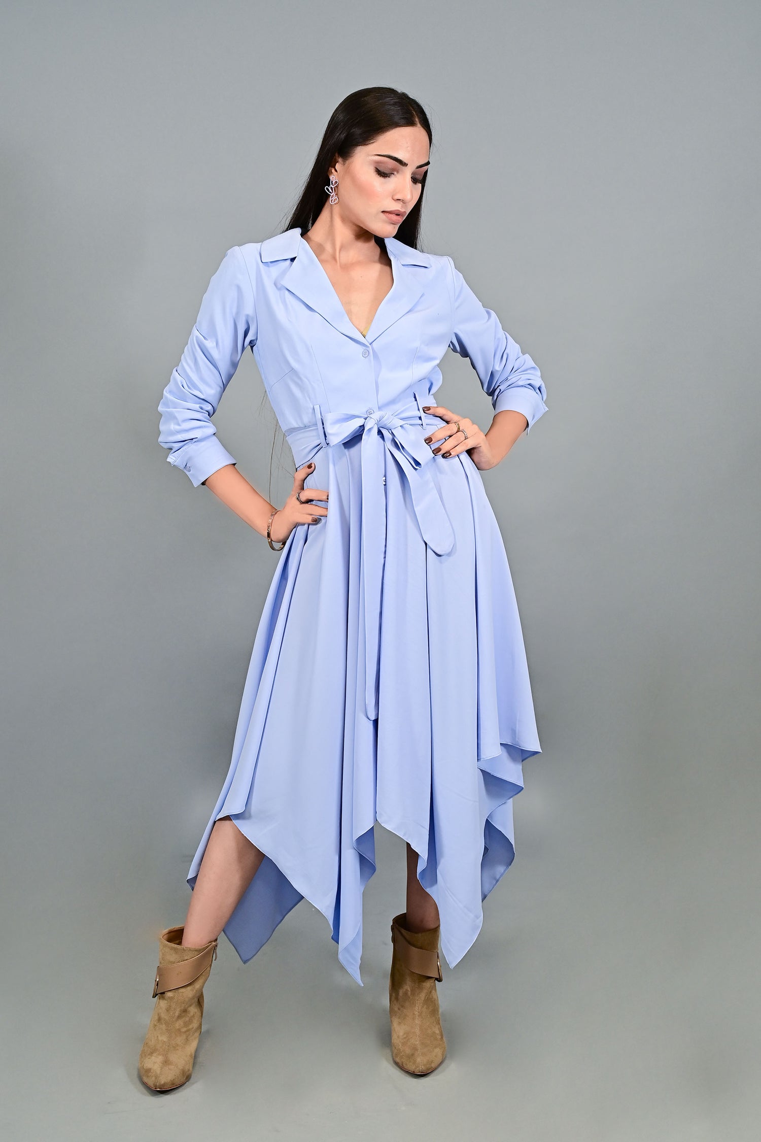 Handkerchief Sapphire Flow midi dress