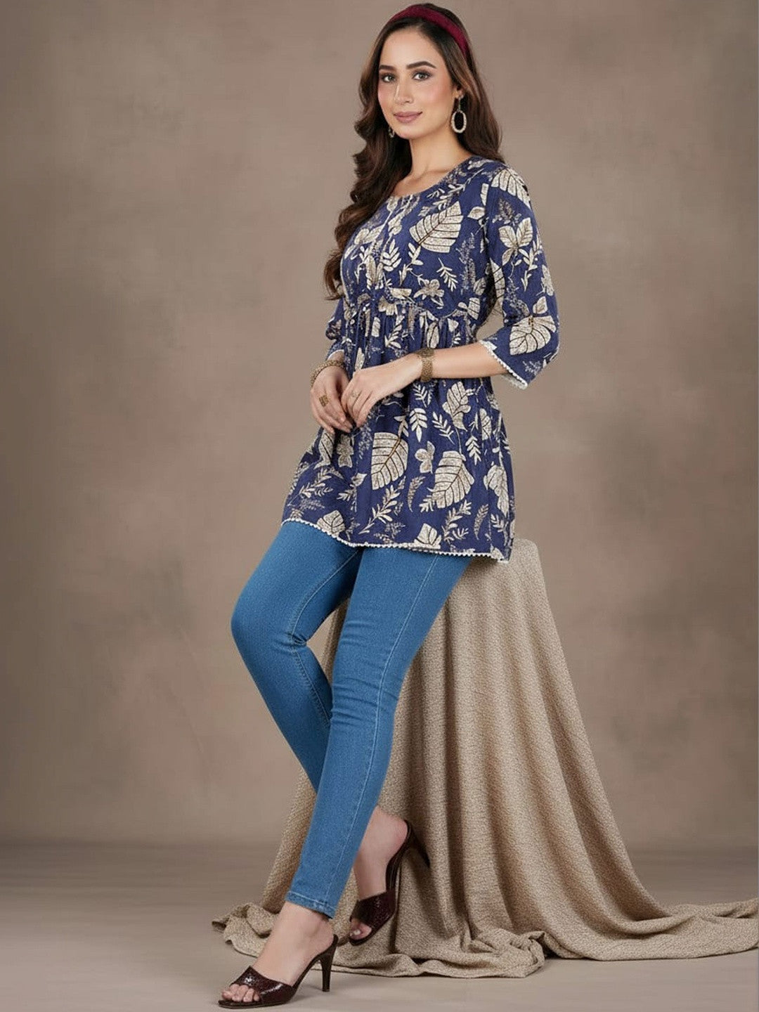 Botanical Printed Pure Cotton Empire Kurti