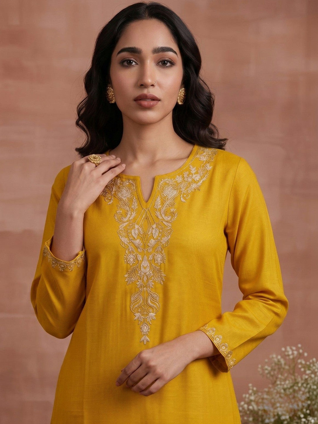 Ethnic Motifs Embroidered Thread Work Pure Cotton Handloom