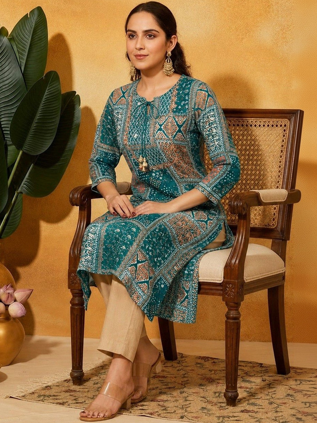 Ethnic Motifs Printed Pure Cotton Kurti