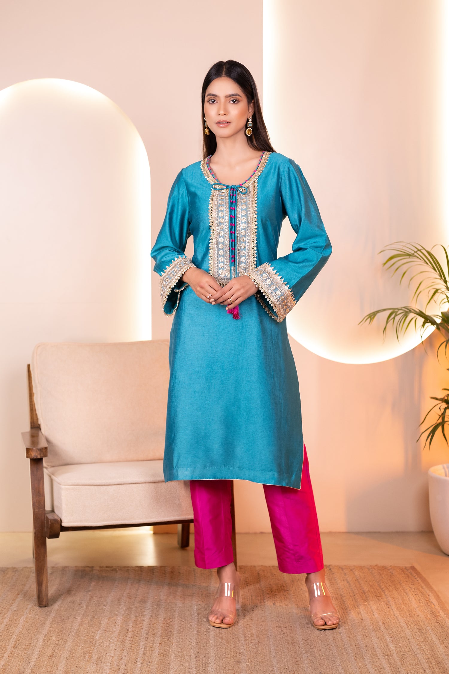 Chanderi pure silk 3-piece suit