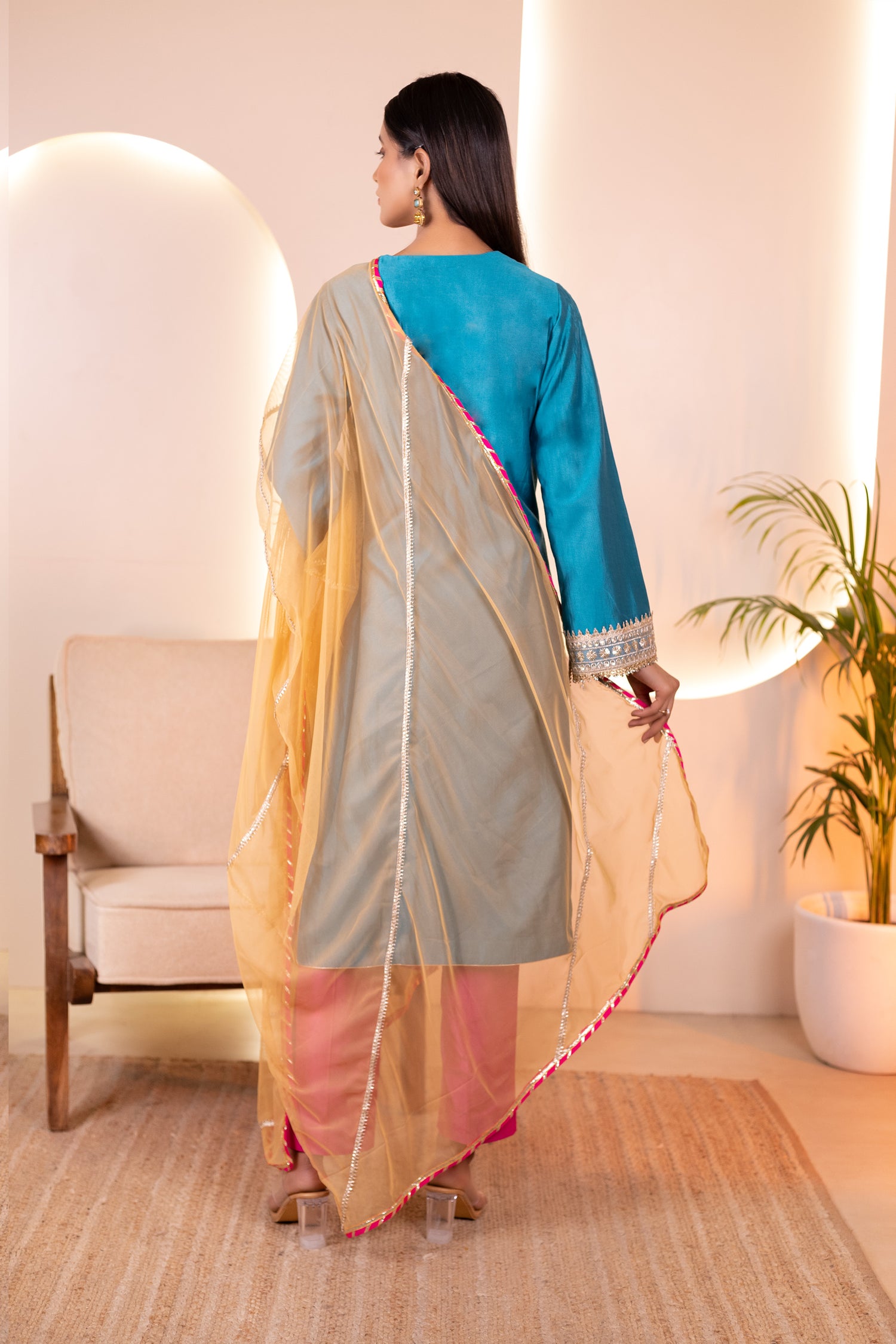 Chanderi pure silk 3-piece suit