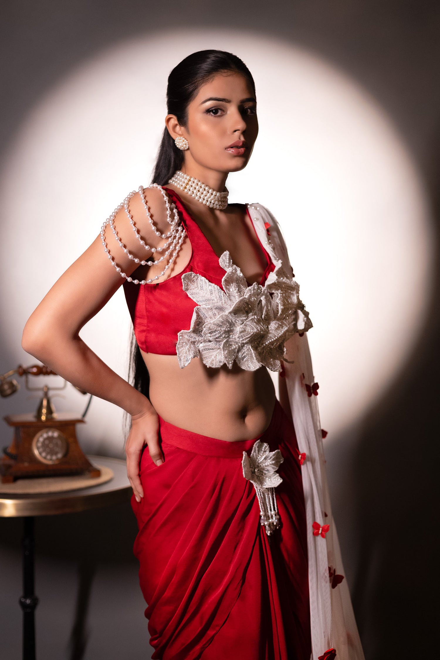 Kaurwaki Drape Dress & Butterfly embellished Dupatta