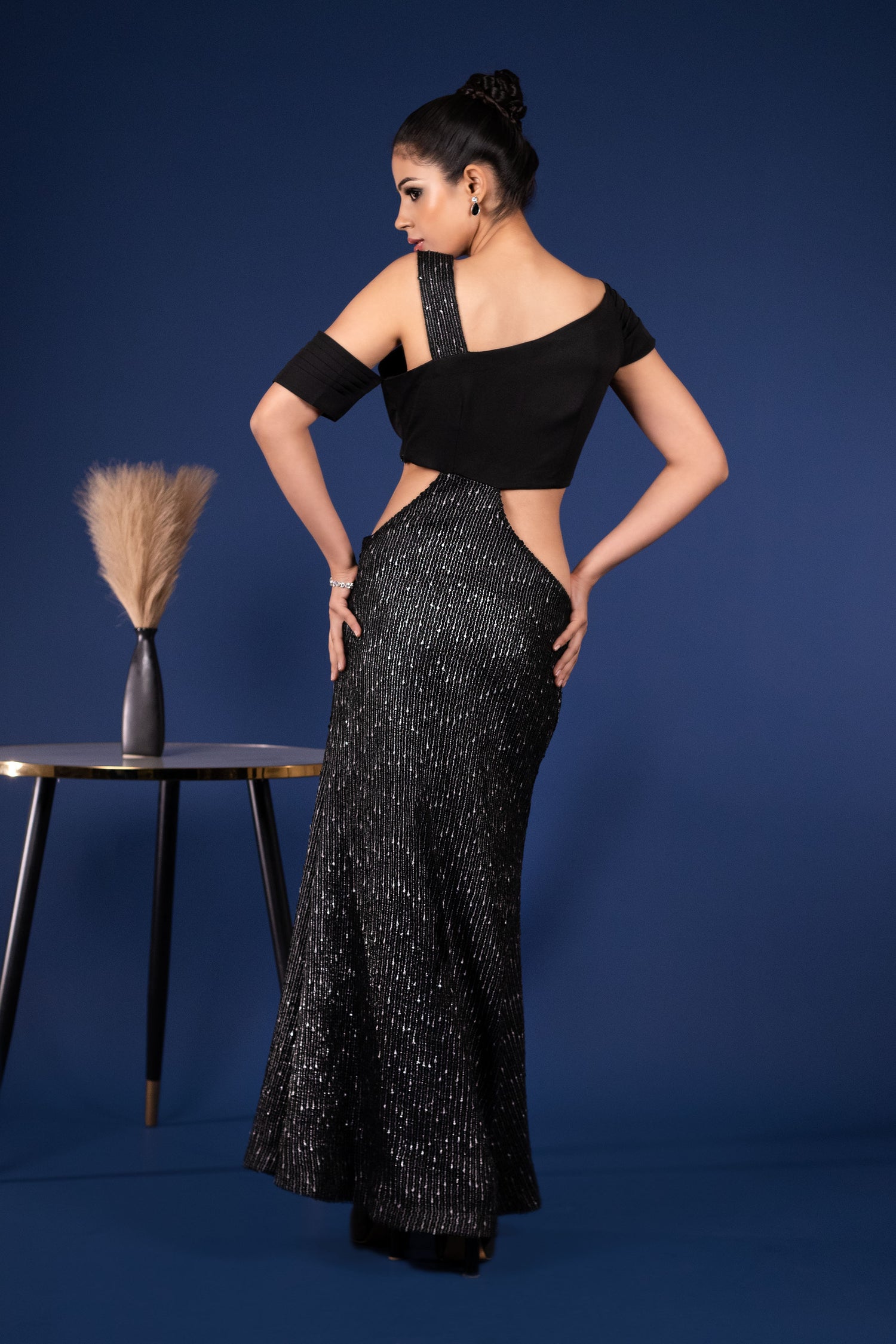 White Rose Asymmetrical Bodycon Dress