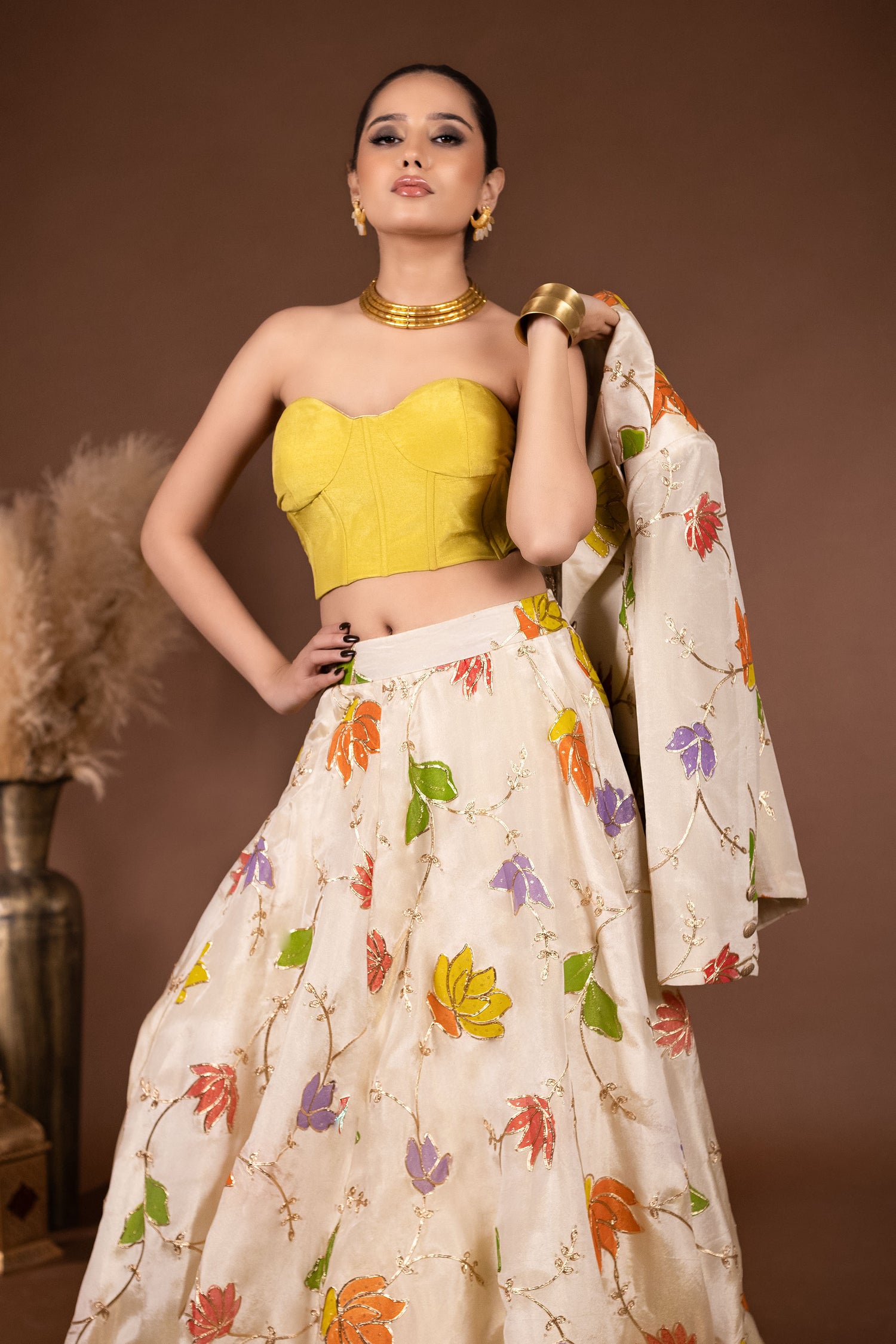 Elegant Lehenga with fishbone corset and Blazer