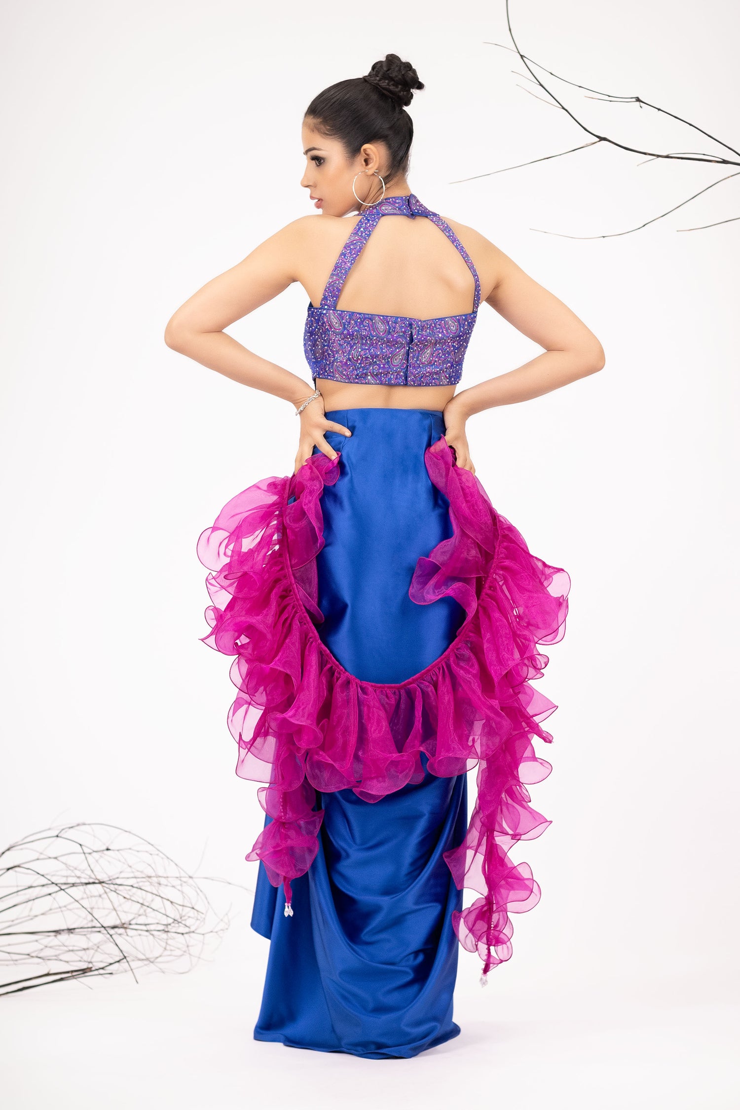 Designer Drape Dress with Ruffle Dupatta