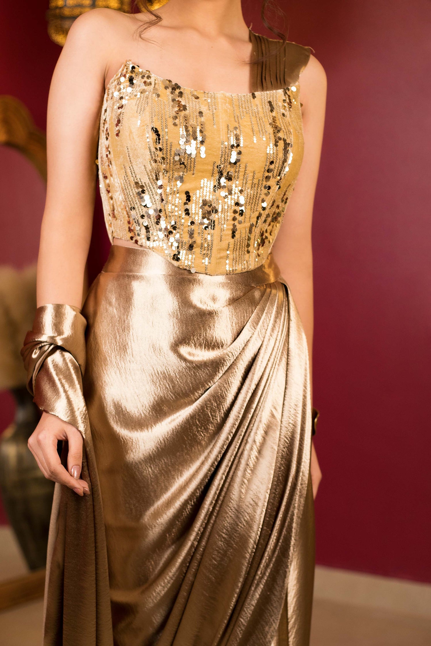 Golden Drape Skirt & Corset Set