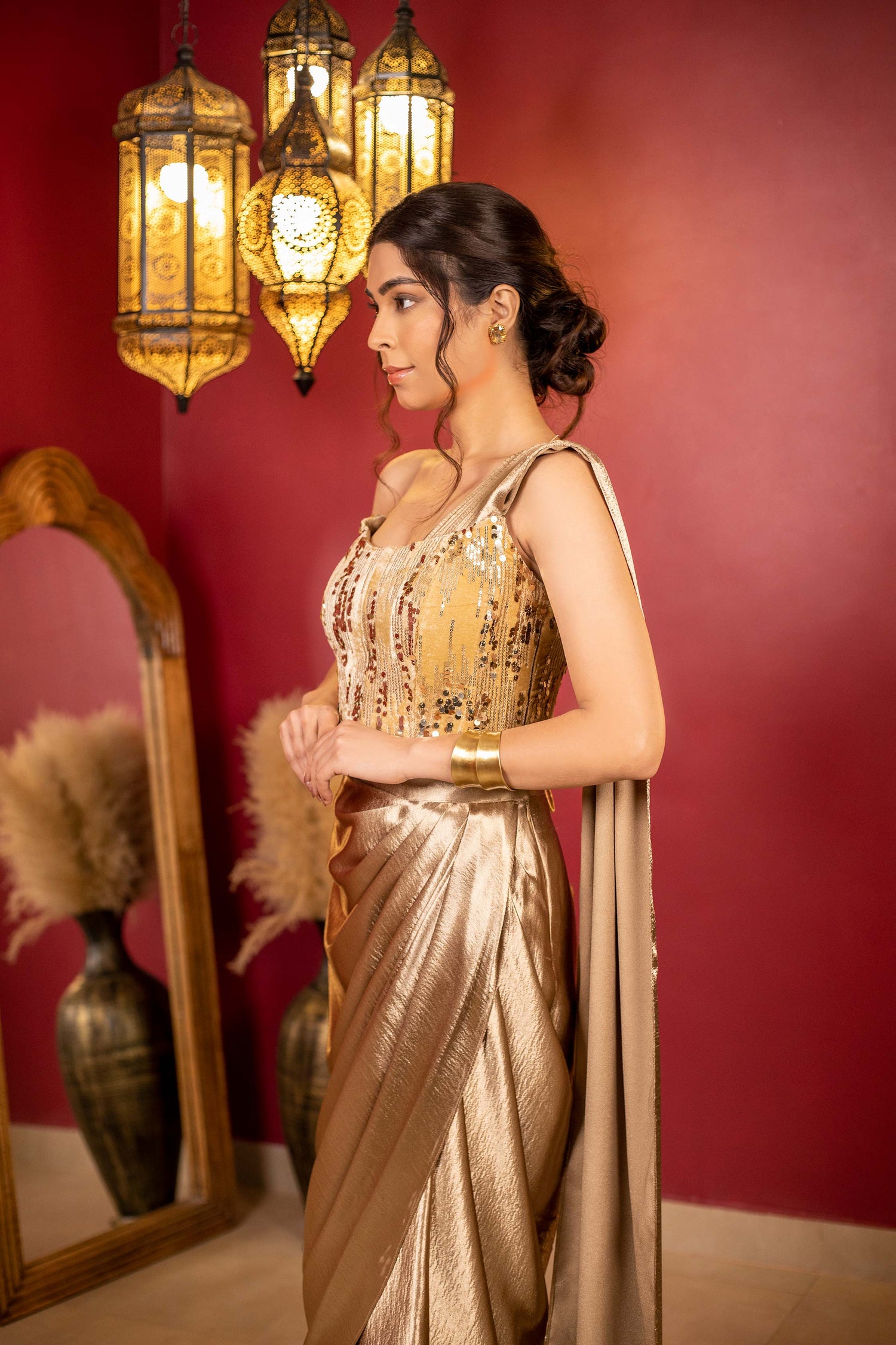 Golden Drape Skirt & Corset Set