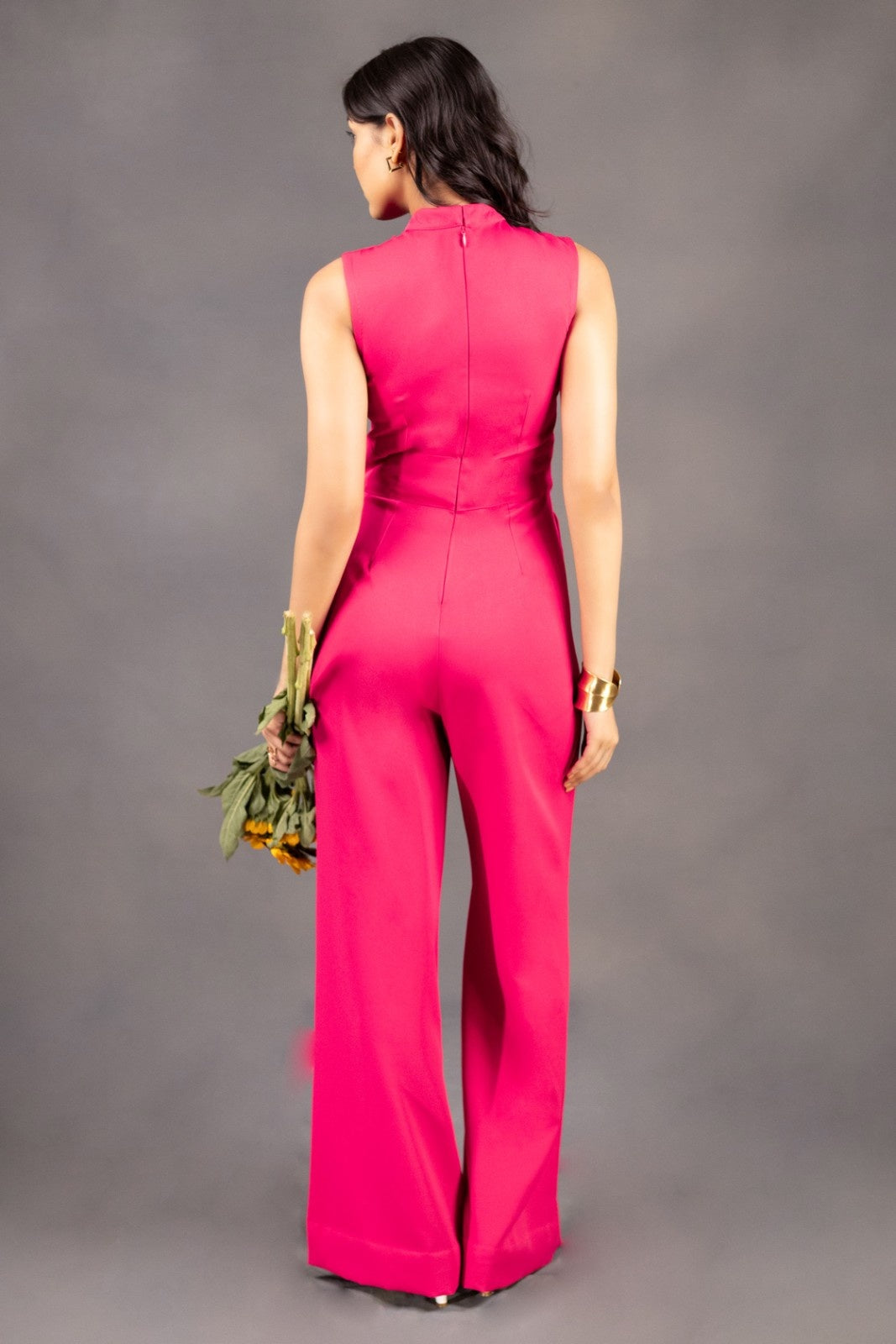 Raspberry Pink Luxe Halter Neck Jumpsuit