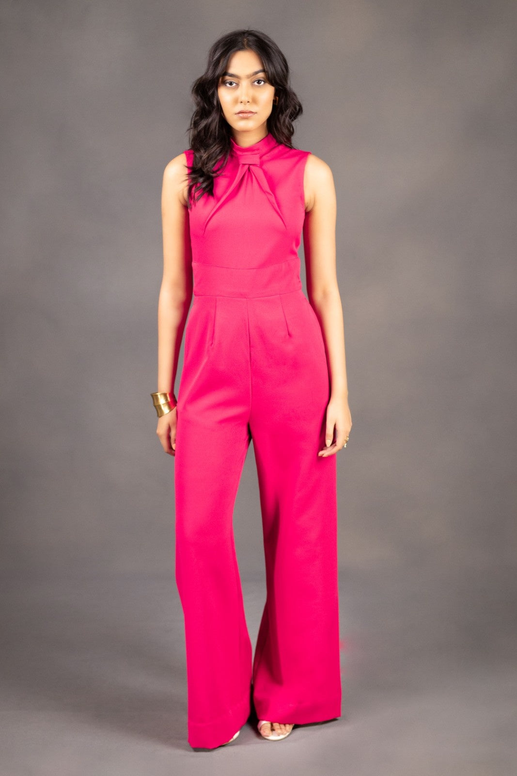 Raspberry Pink Luxe Halter Neck Jumpsuit