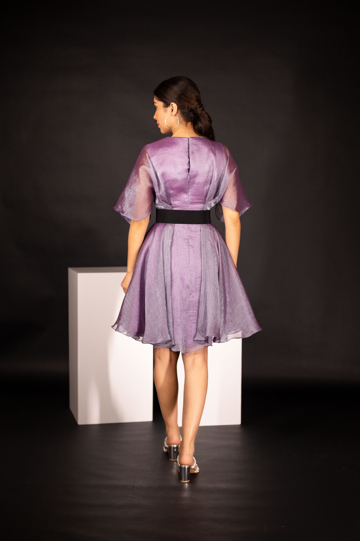 Purple Flared Midi Dress