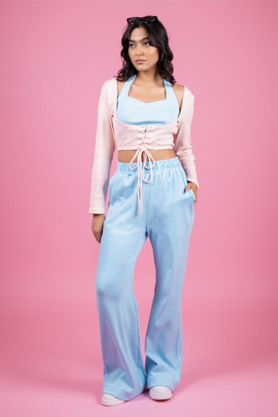 Powder Blue & Blush Pink Ribbed Co-ord Set