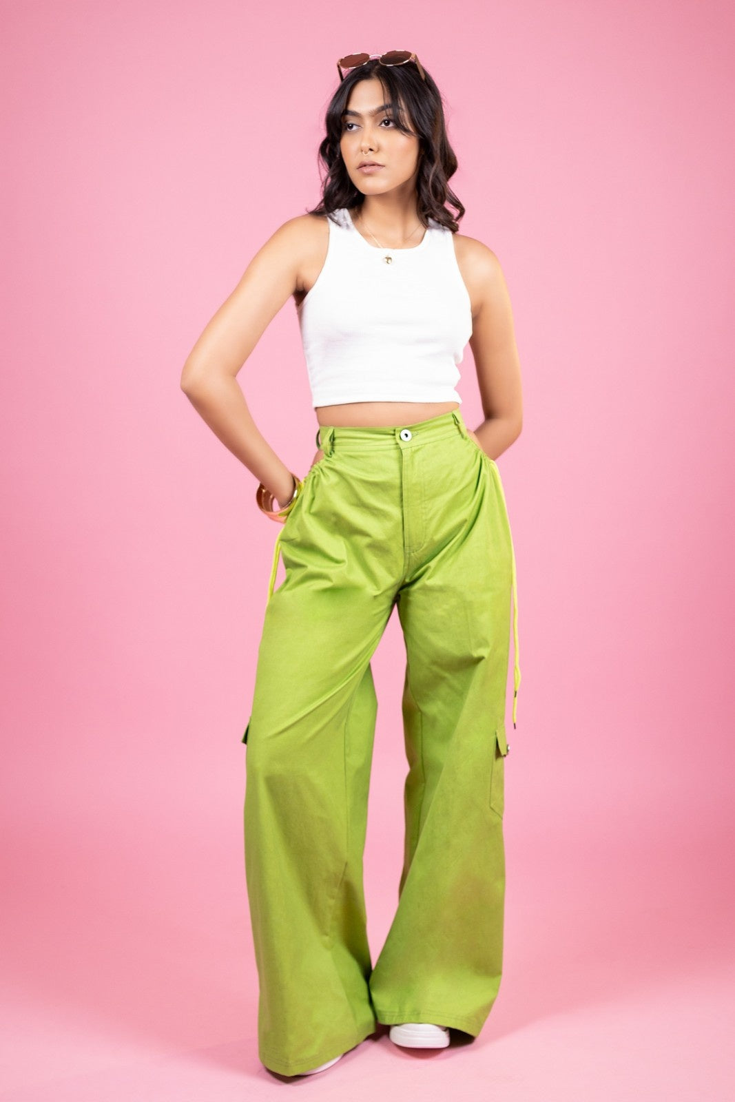 neon dress pants NEON COLOR SKINNY PANT - LIME