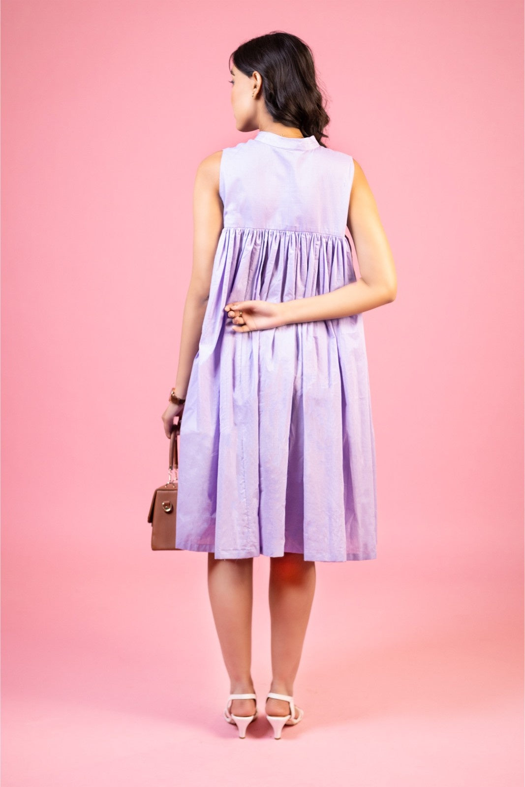 Lavender Bloom Gathered Midi Dress