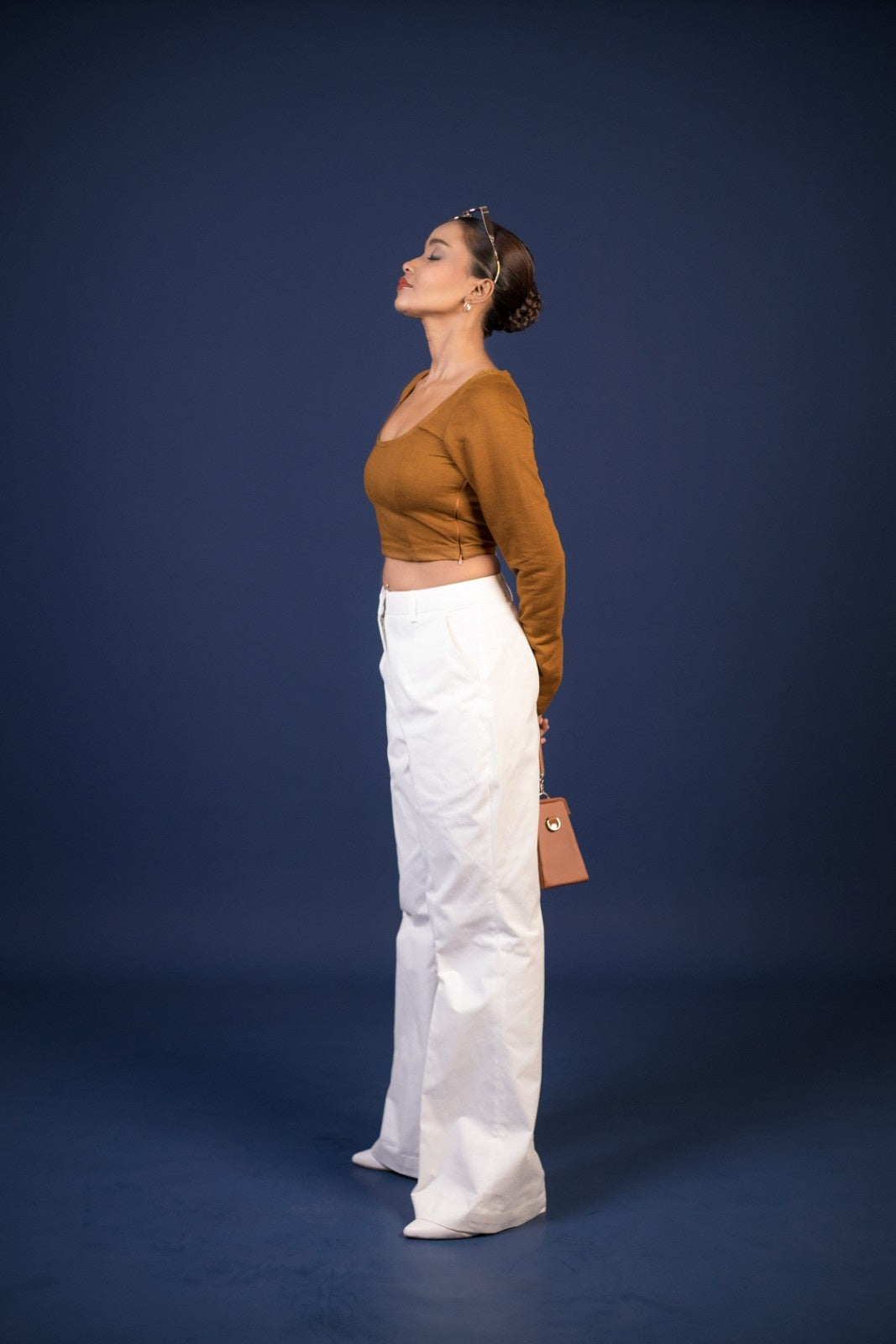 Knit Crop & Ivory Trousers Set