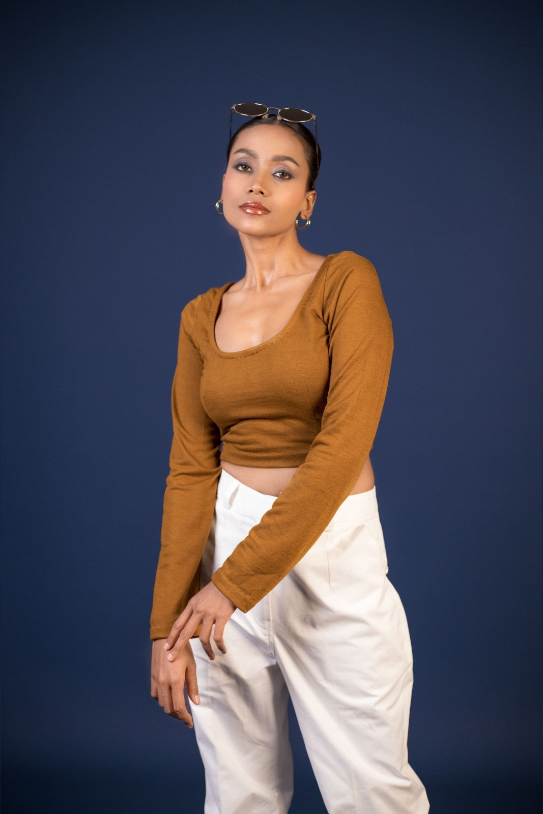 Knit Crop & Ivory Trousers Set