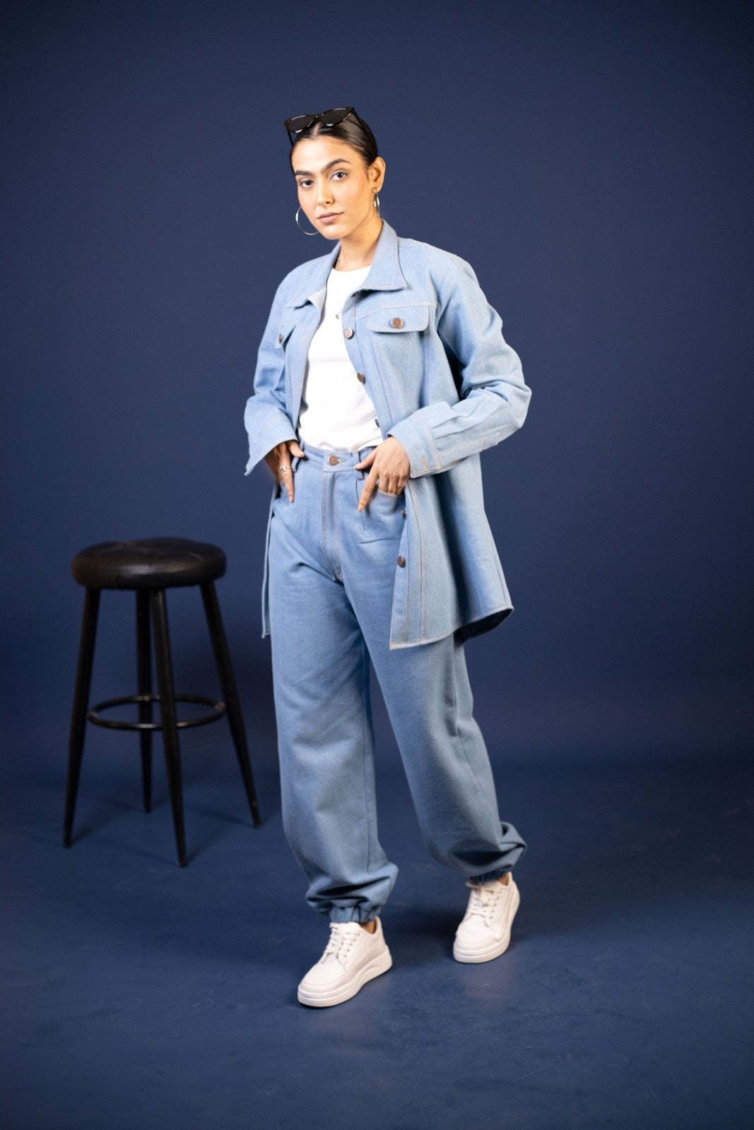 Denim Oversized jacket and pants set