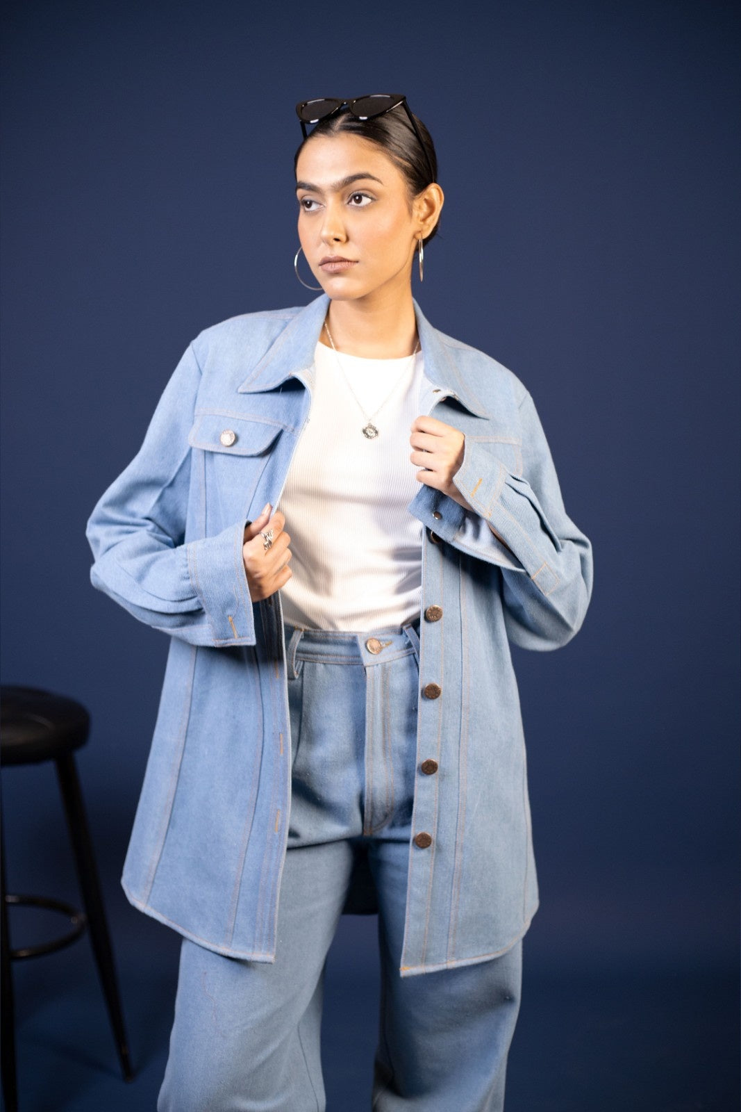 Denim Oversized jacket and pants set