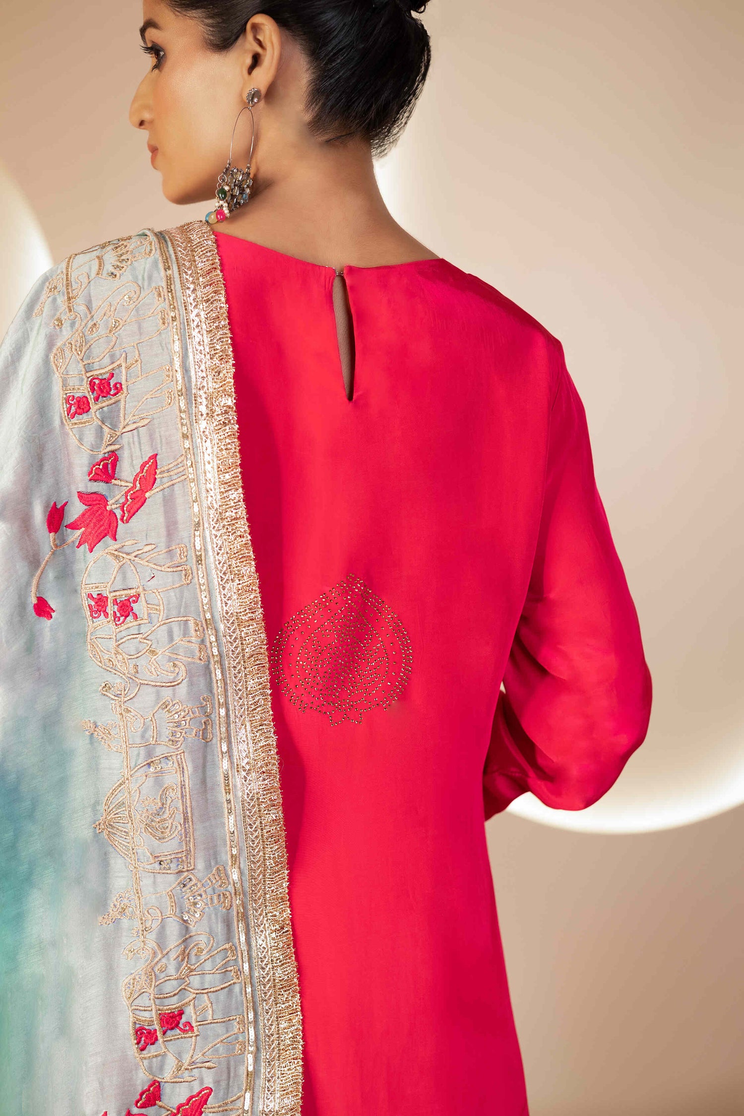 Rani suit with jaipuri motif duppata and pant